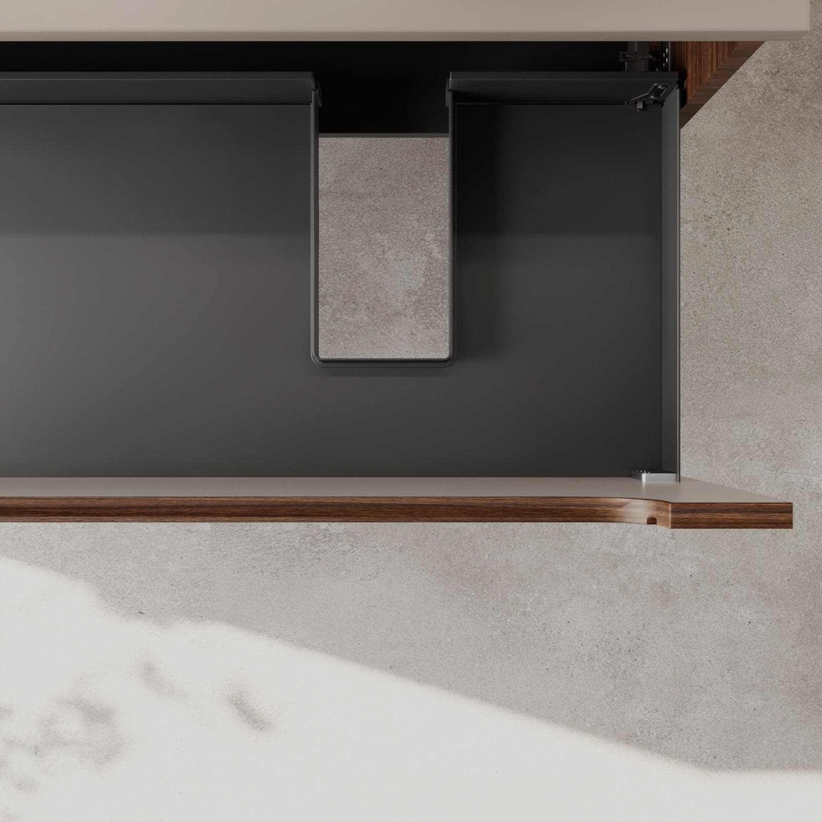Mobile bagno portalavabo dx 120 cm con cassetto rovere deciso e top cashmere con specchio - Deck
