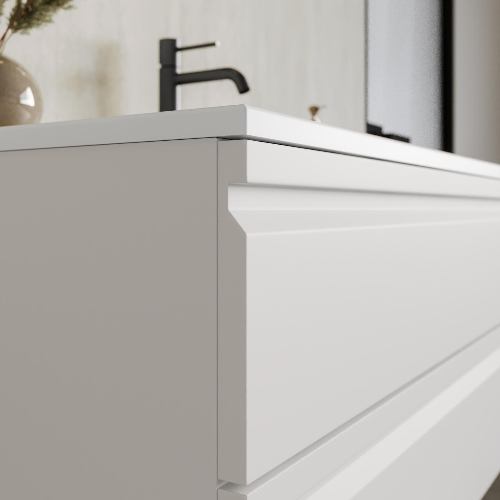 Mobile bagno sospeso 100x50 cm 2 cassetti bianco opaco con lavabo e specchio - Edgard