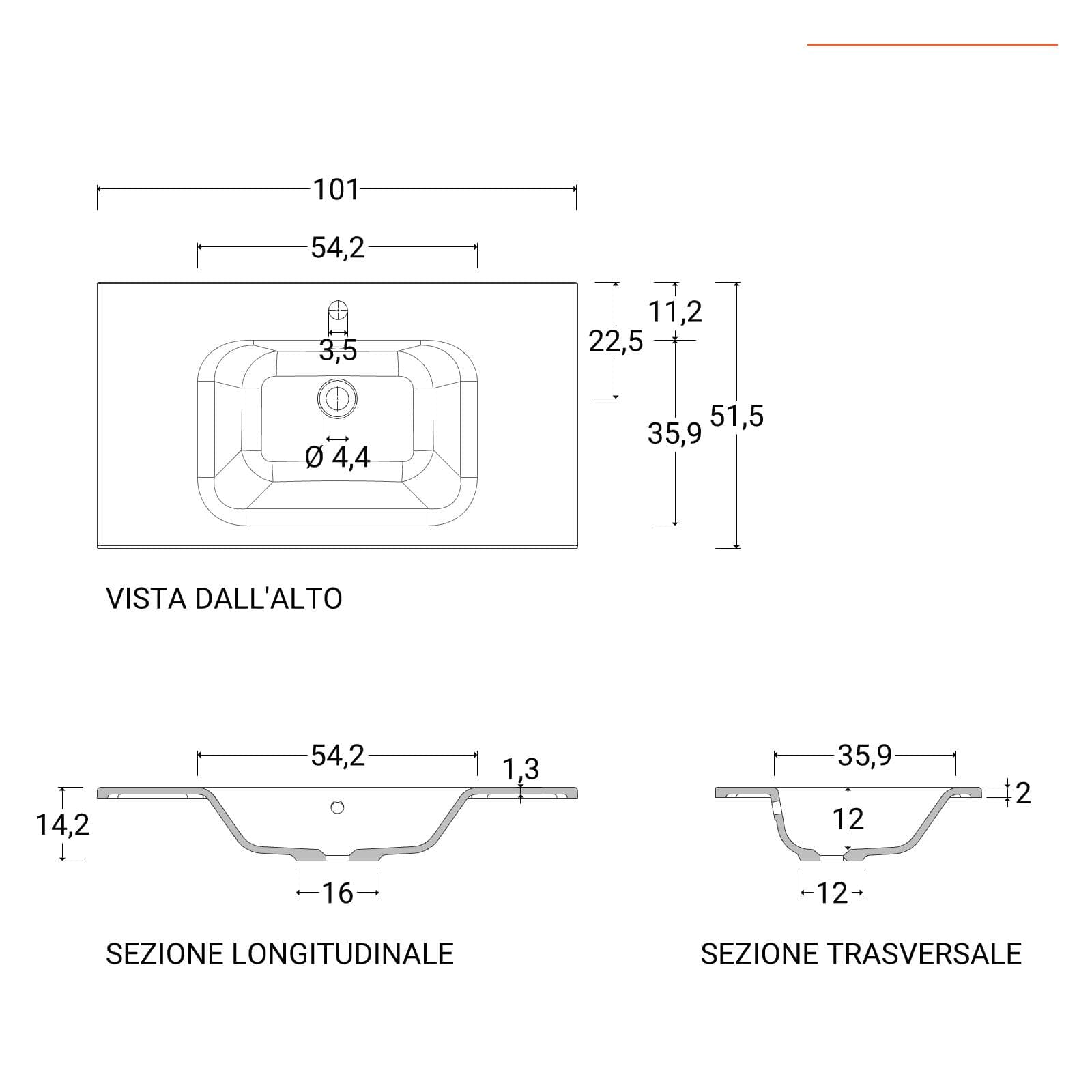 Mobile bagno sospeso 100x50 cm 2 cassetti bianco opaco con lavabo e specchio - Edgard