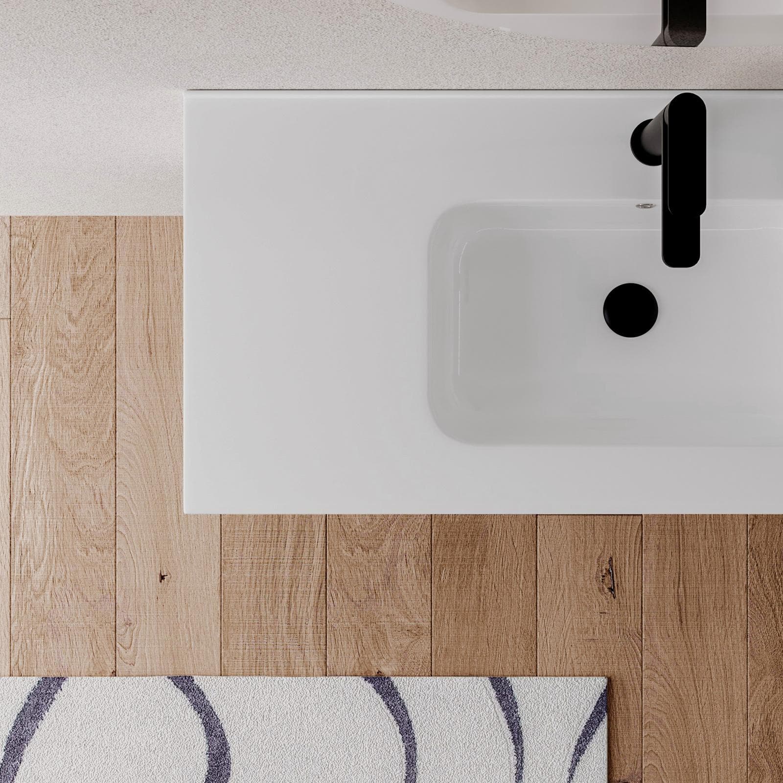 Mobile bagno sospeso 100 cm bianco opaco con lavabo integrato e specchio - Sleek