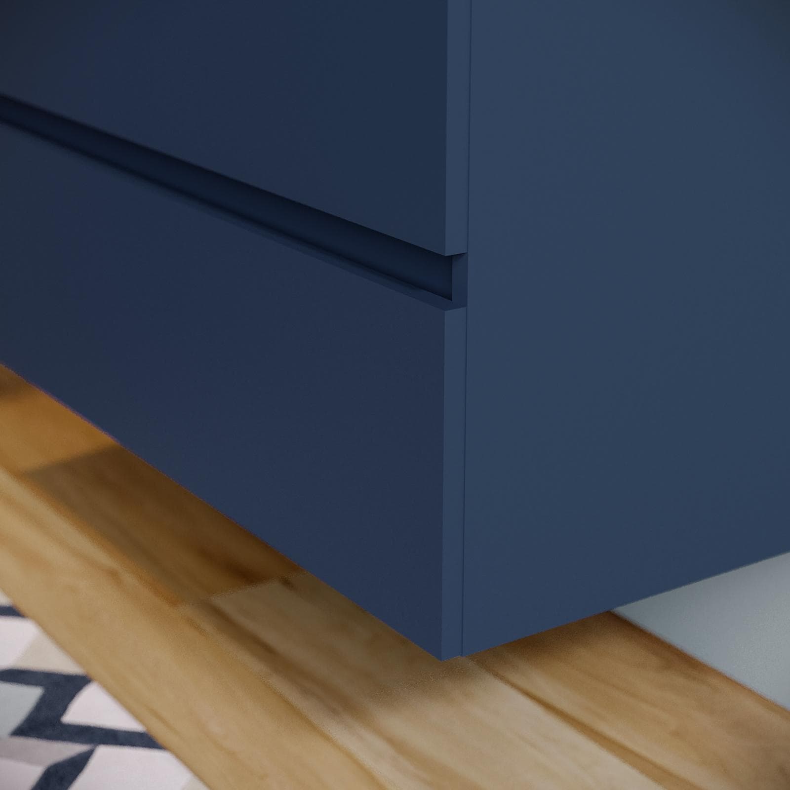 Mobile bagno sospeso 100 cm blu satinato con top rovere gold e specchio - Anami