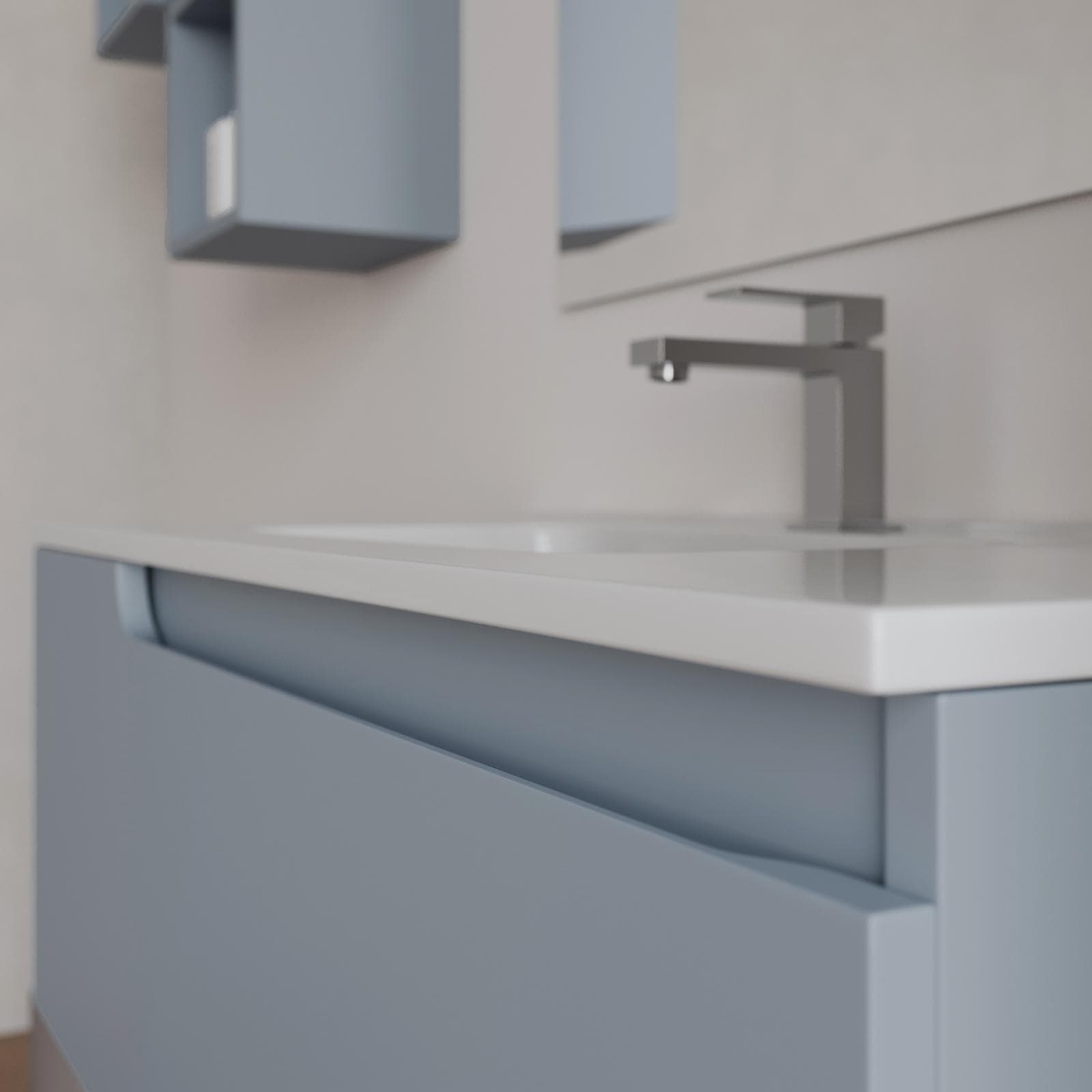 Mobile bagno sospeso 100 cm carta da zucchero con lavabo e specchio - Agave