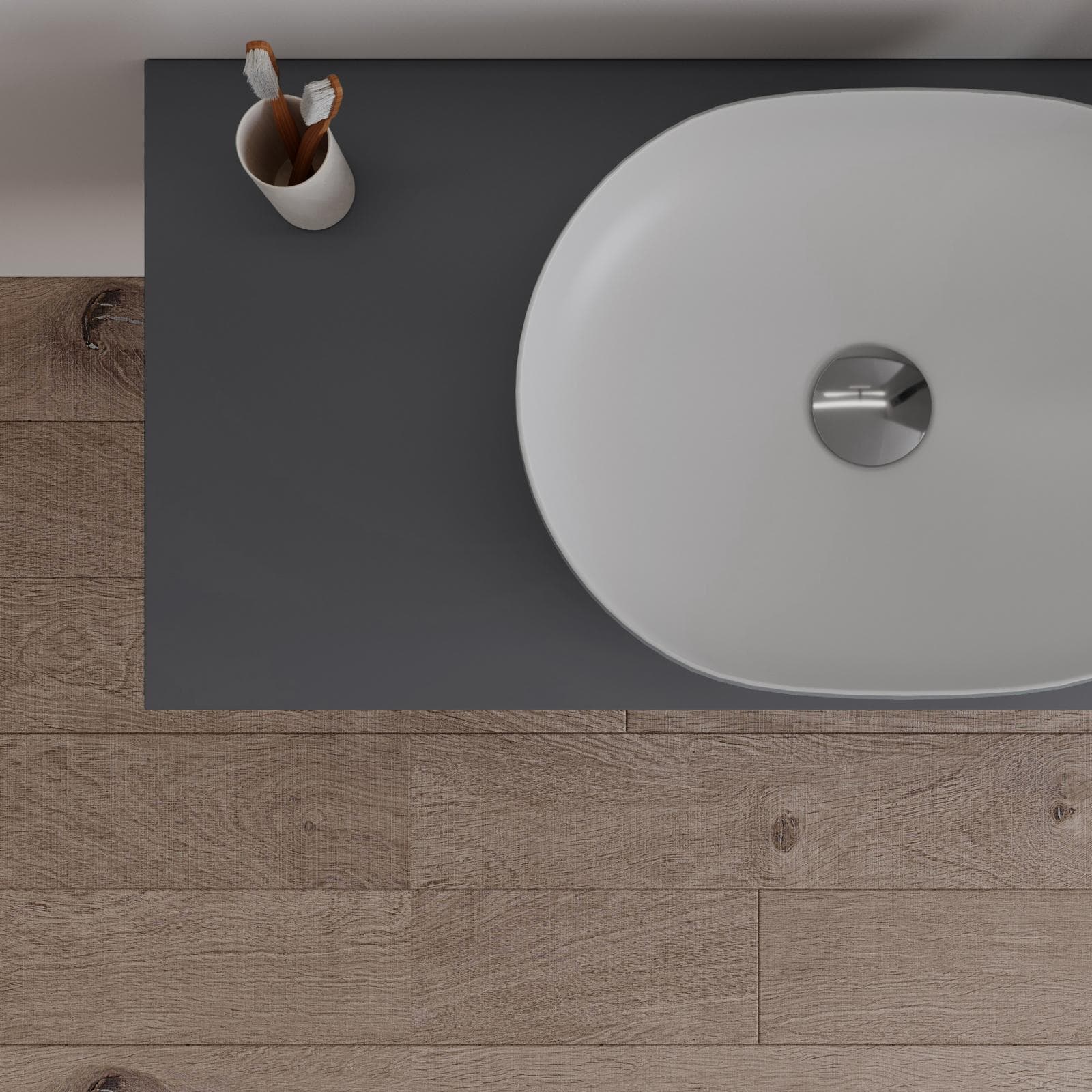 Mobile bagno sospeso 100 cm con top antracite e specchio - Agave