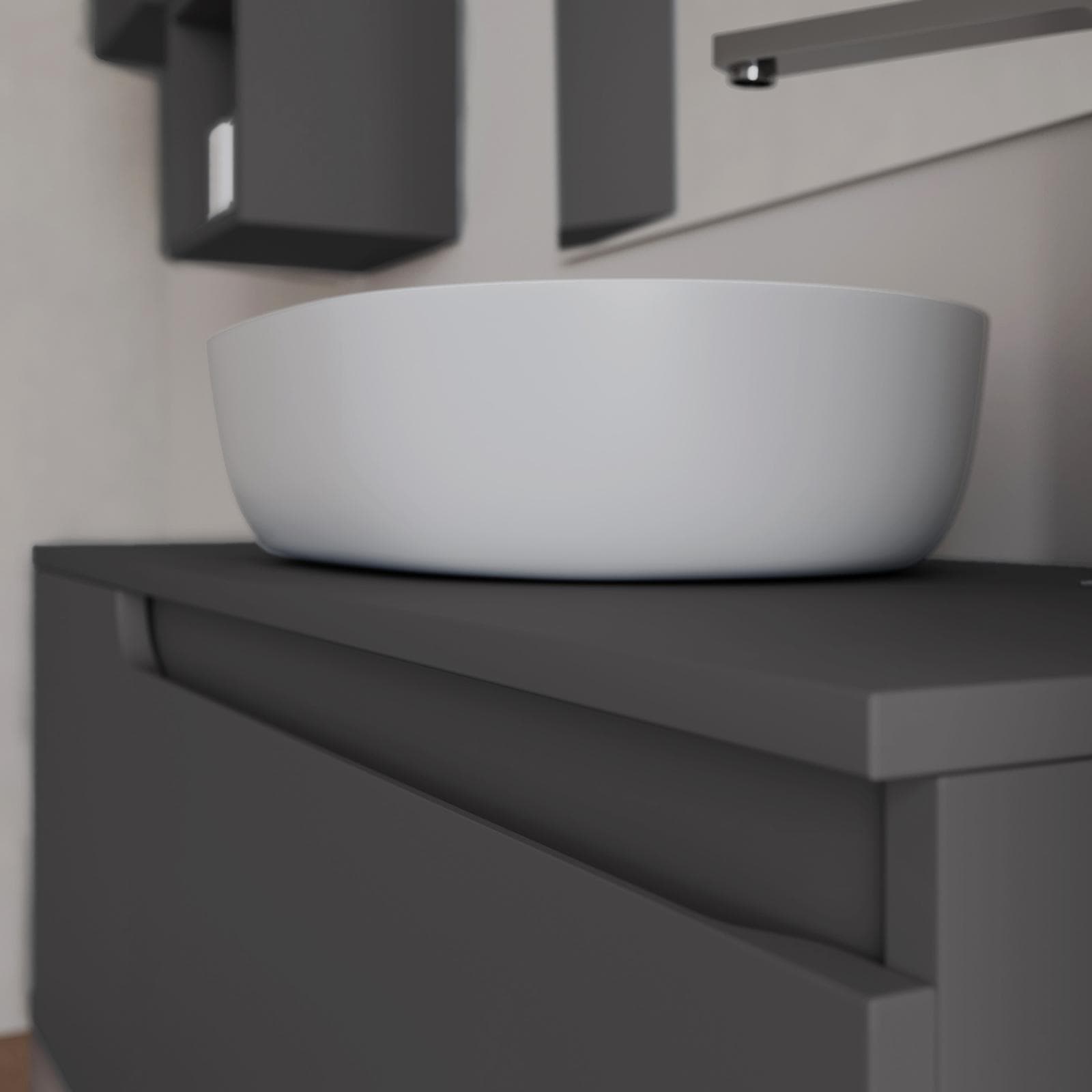 Mobile bagno sospeso 100 cm con top antracite e specchio - Agave