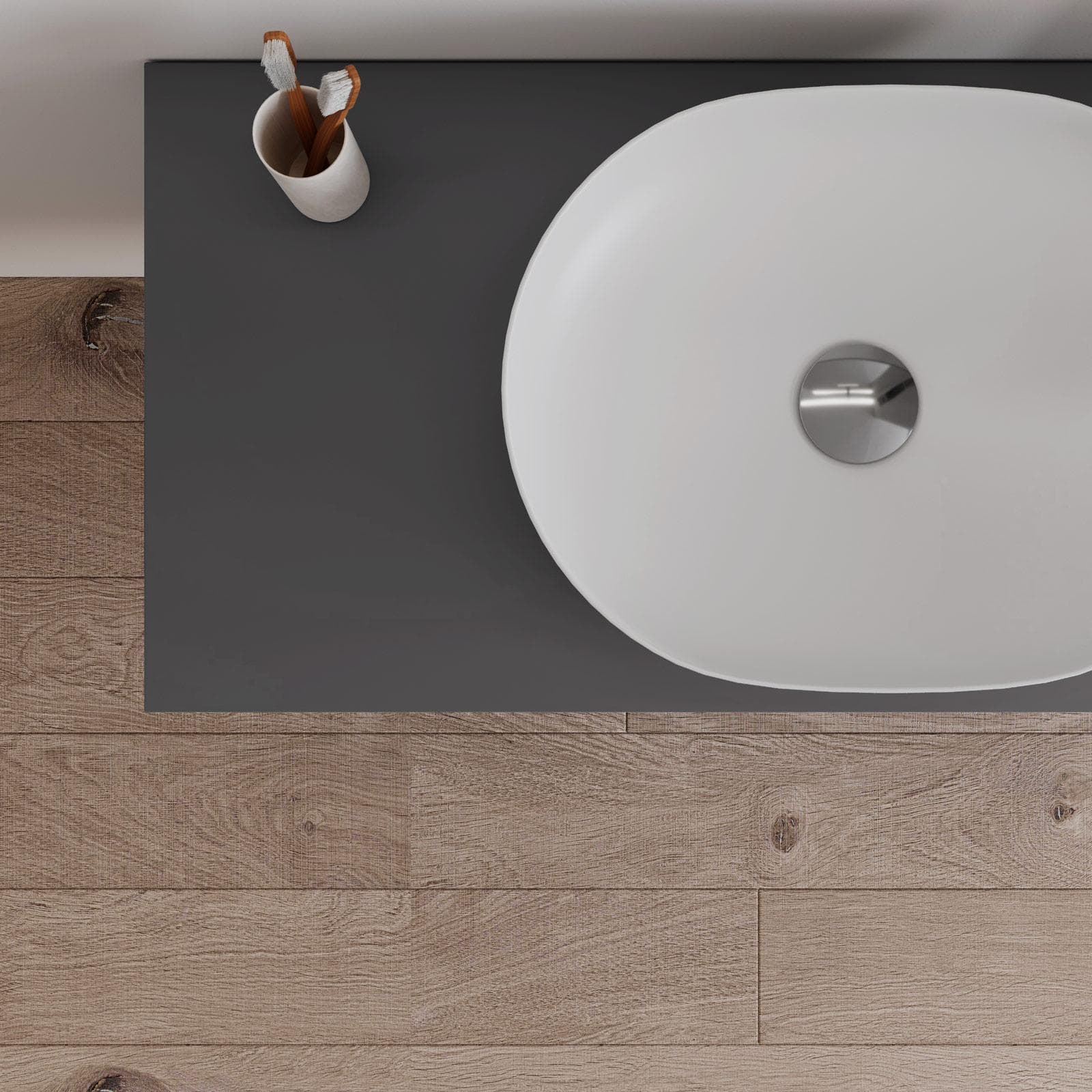 Mobile bagno sospeso 100 cm con top antracite e specchio - Agave Plus