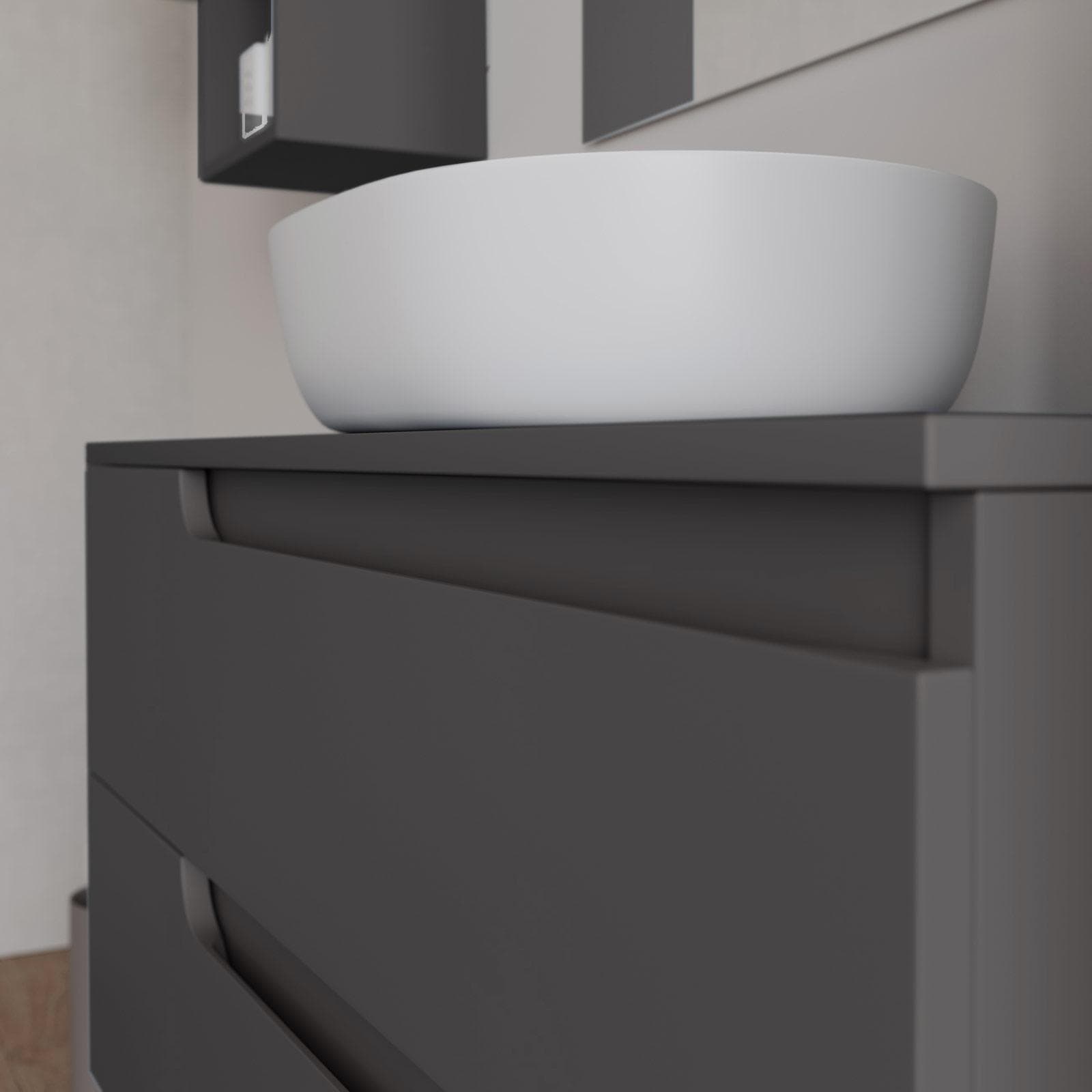Mobile bagno sospeso 100 cm con top antracite e specchio - Agave Plus