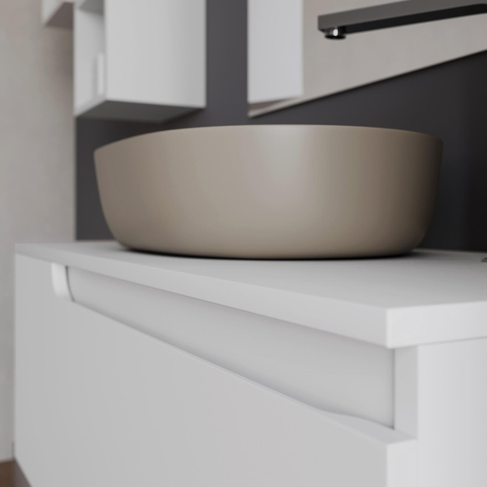 Mobile bagno sospeso 100 cm con top bianco opaco e specchio - Agave