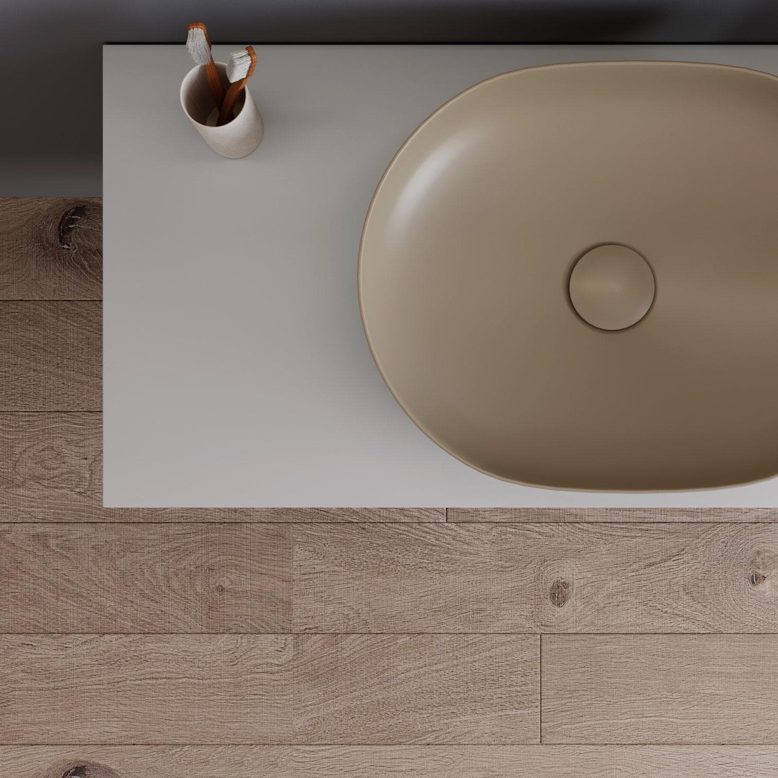 Mobile bagno sospeso 100 cm con top bianco opaco e specchio - Agave Plus