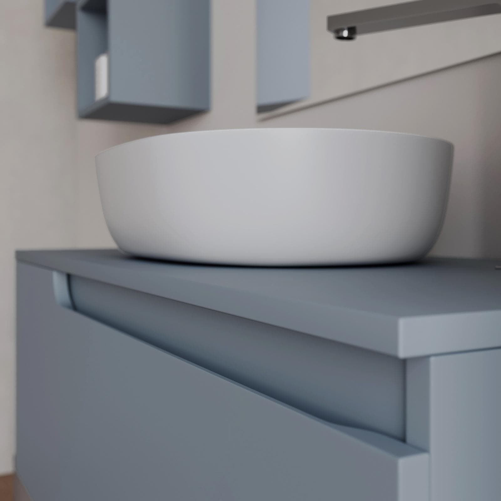 Mobile bagno sospeso 100 cm con top carta da zucchero e specchio - Agave