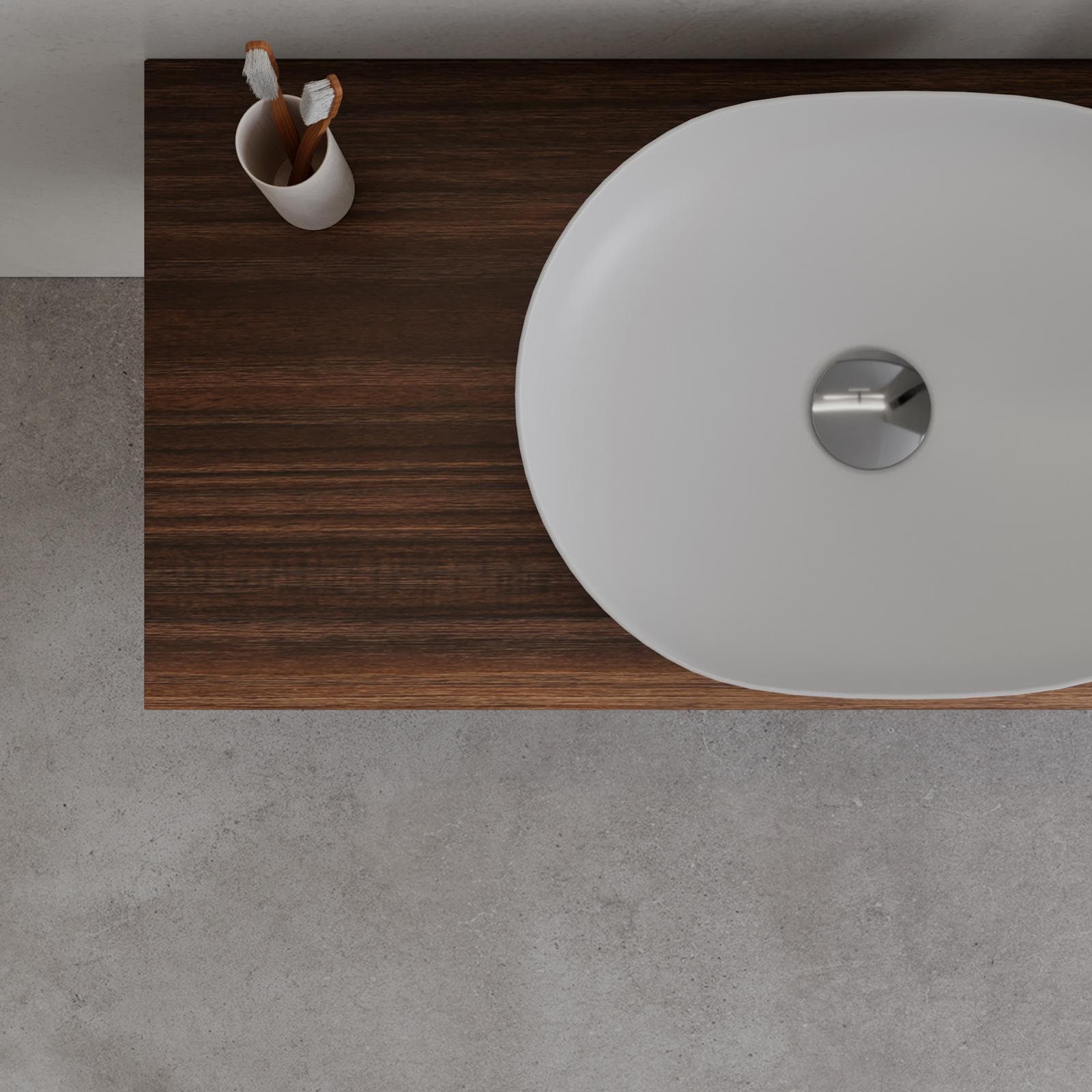 Mobile bagno sospeso 100 cm con top rovere deciso e specchio - Agave