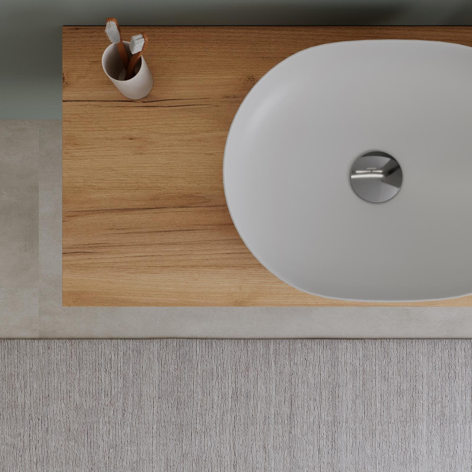 Mobile bagno sospeso 100 cm con top rovere gold e specchio - Agave