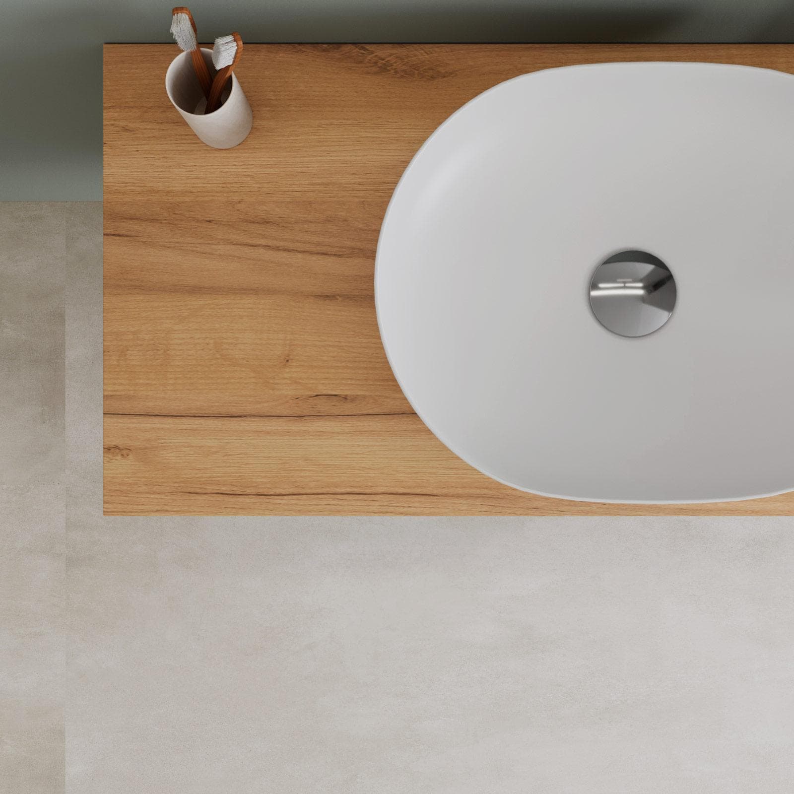 Mobile bagno sospeso 100 cm con top rovere gold e specchio - Agave Plus