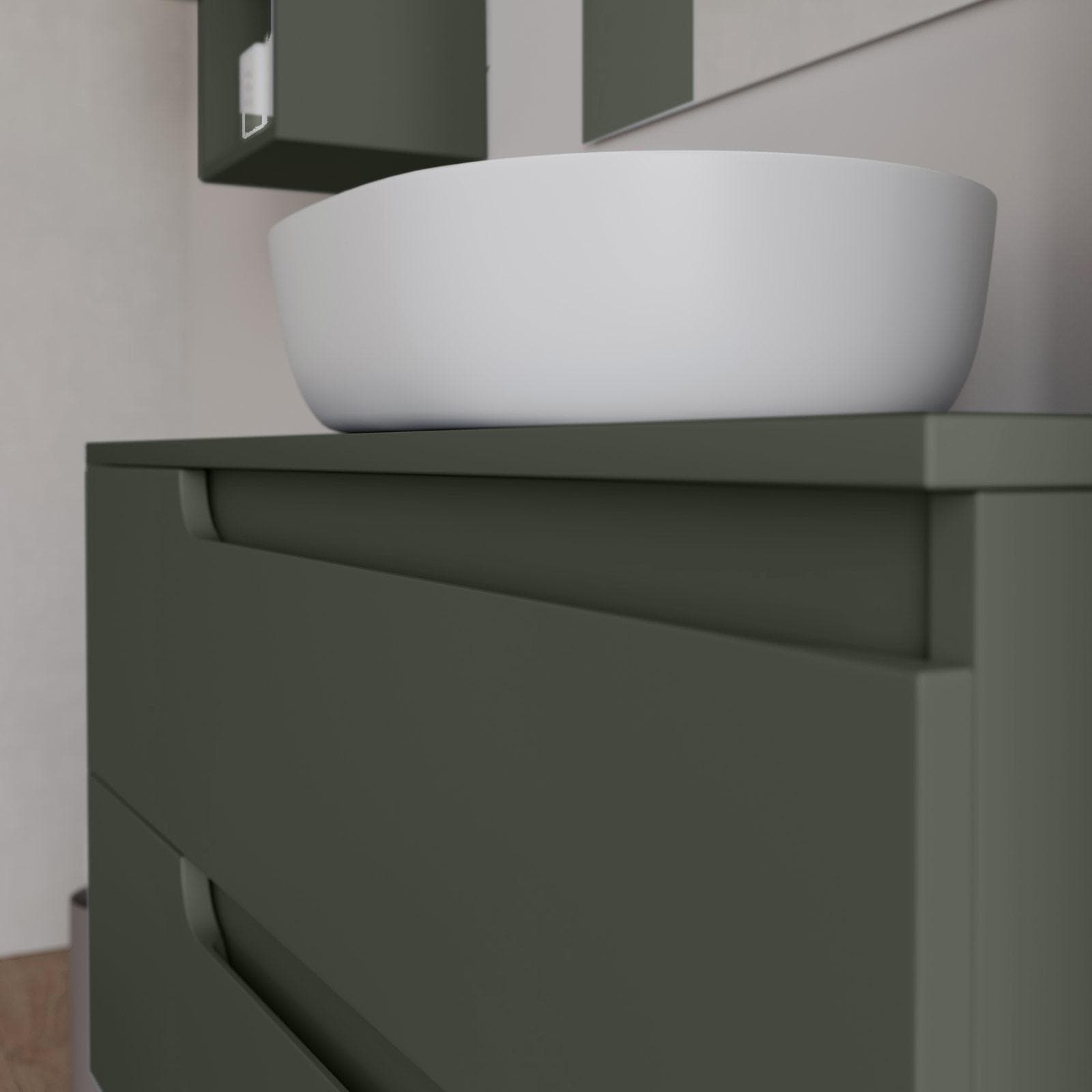 Mobile bagno sospeso 100 cm con top verde cemento e specchio - Agave Plus
