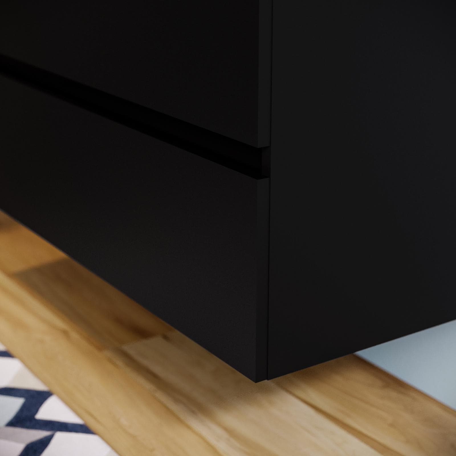 Mobile bagno sospeso 100 cm nero satinato con top rovere gold e specchio - Anami
