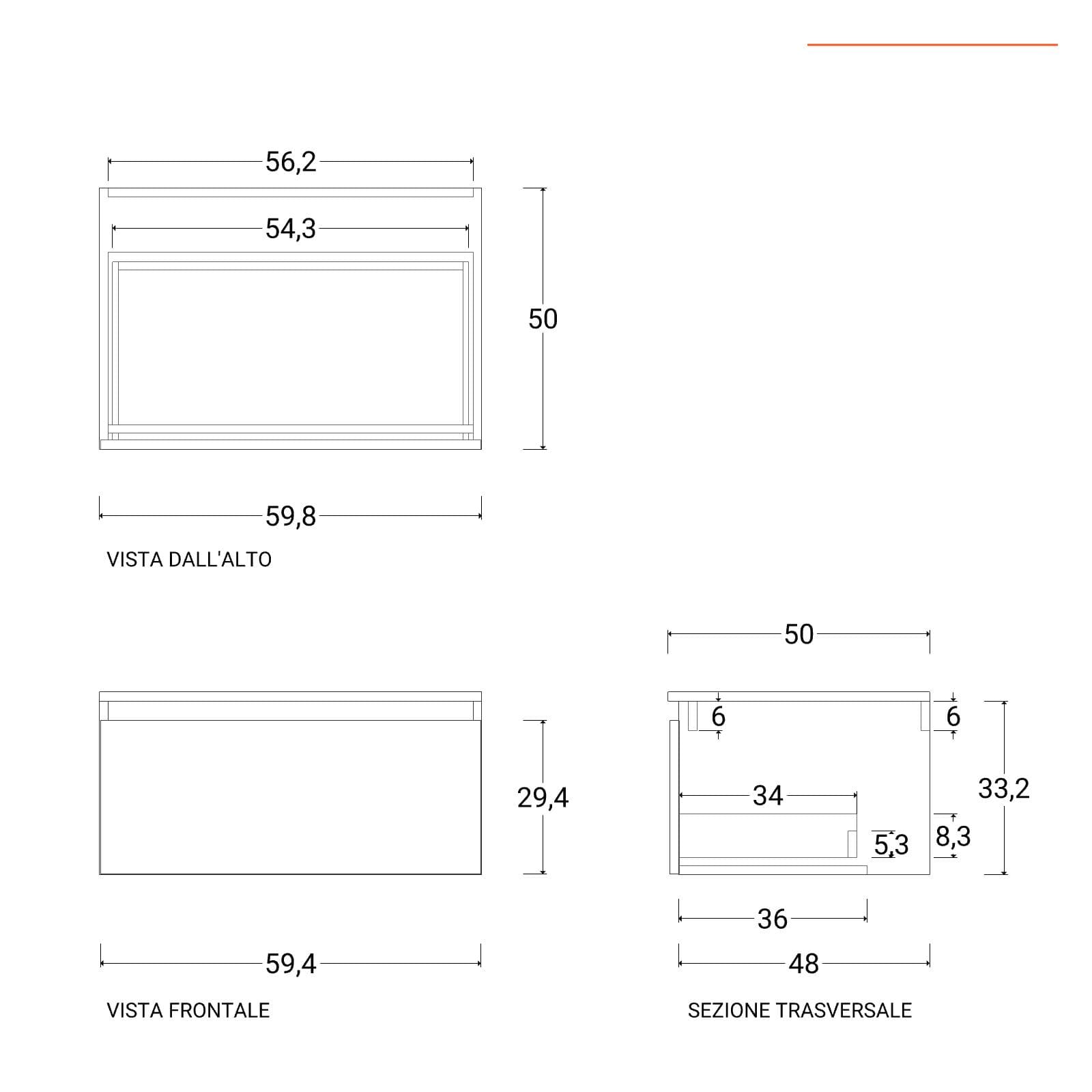Mobile bagno sospeso 110 cm rovere deciso con cassettone rovere bianco e specchio - Balik