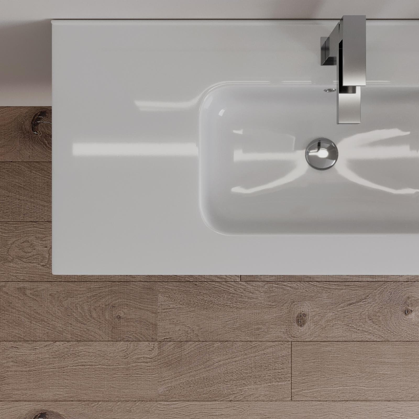 Mobile bagno sospeso 100 cm verde cemento con lavabo e specchio - Agave Plus