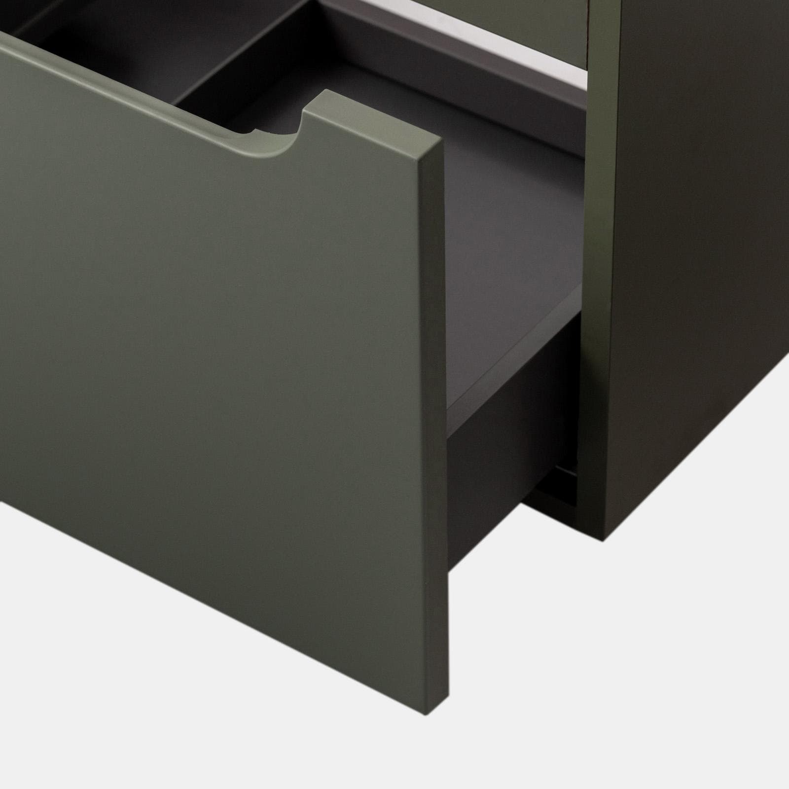 Mobile bagno sospeso 100 cm verde cemento con lavabo integrato e specchio - Sleek