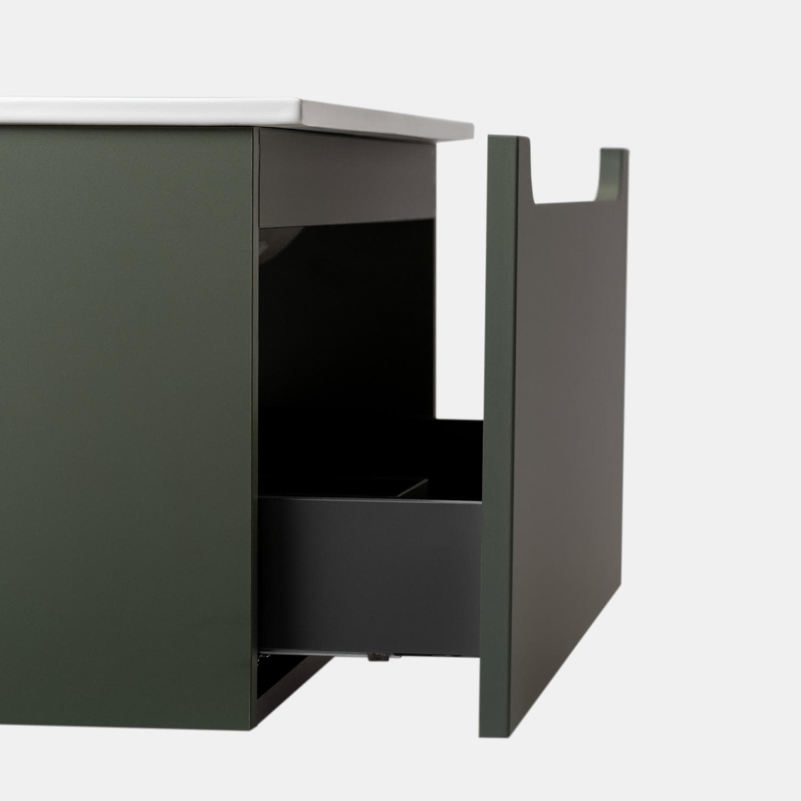 Mobile bagno sospeso 100 cm verde cemento con lavabo integrato e specchio - Sleek