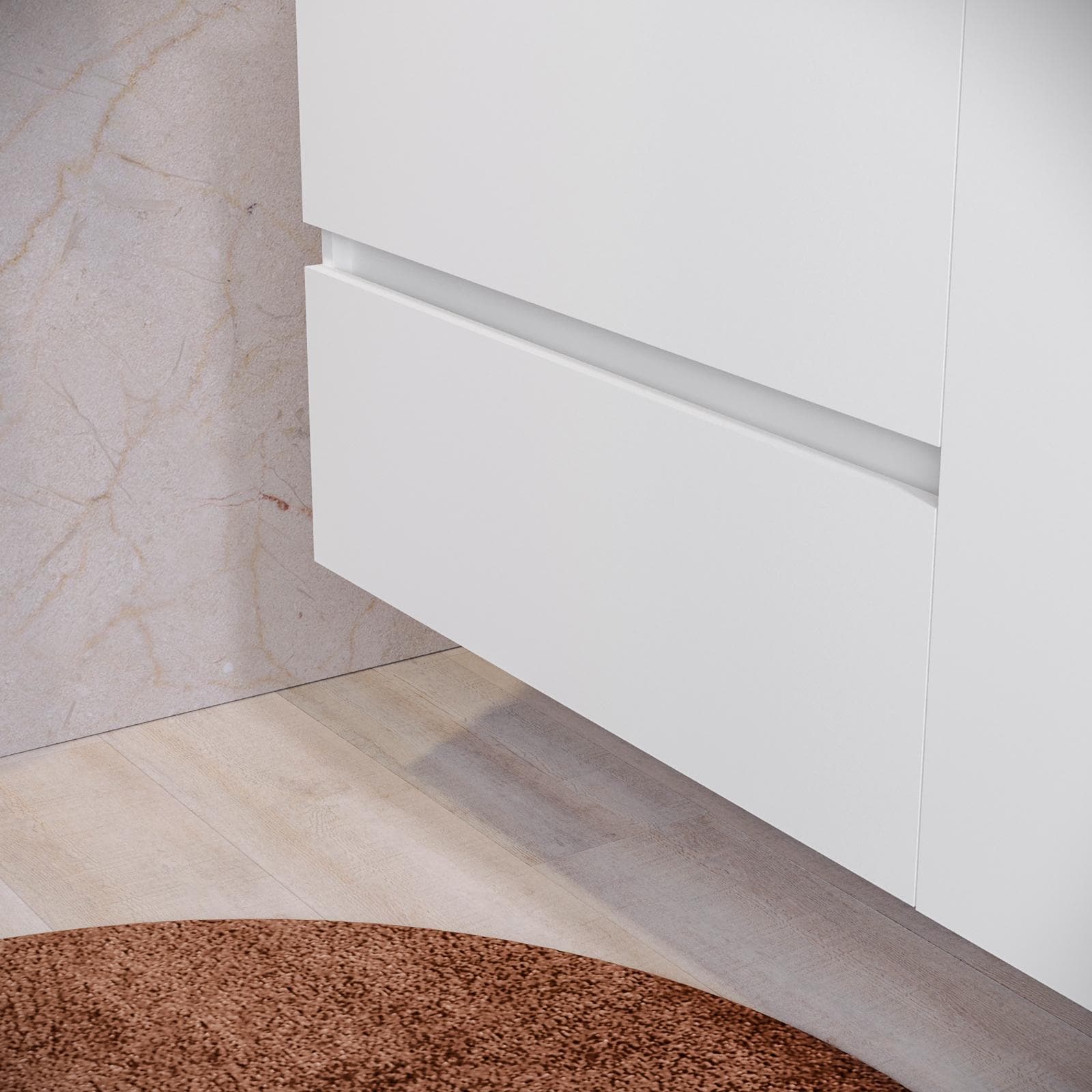 Mobile bagno sospeso 110 cm white satinato con vano reversibile e top con specchio - Anami