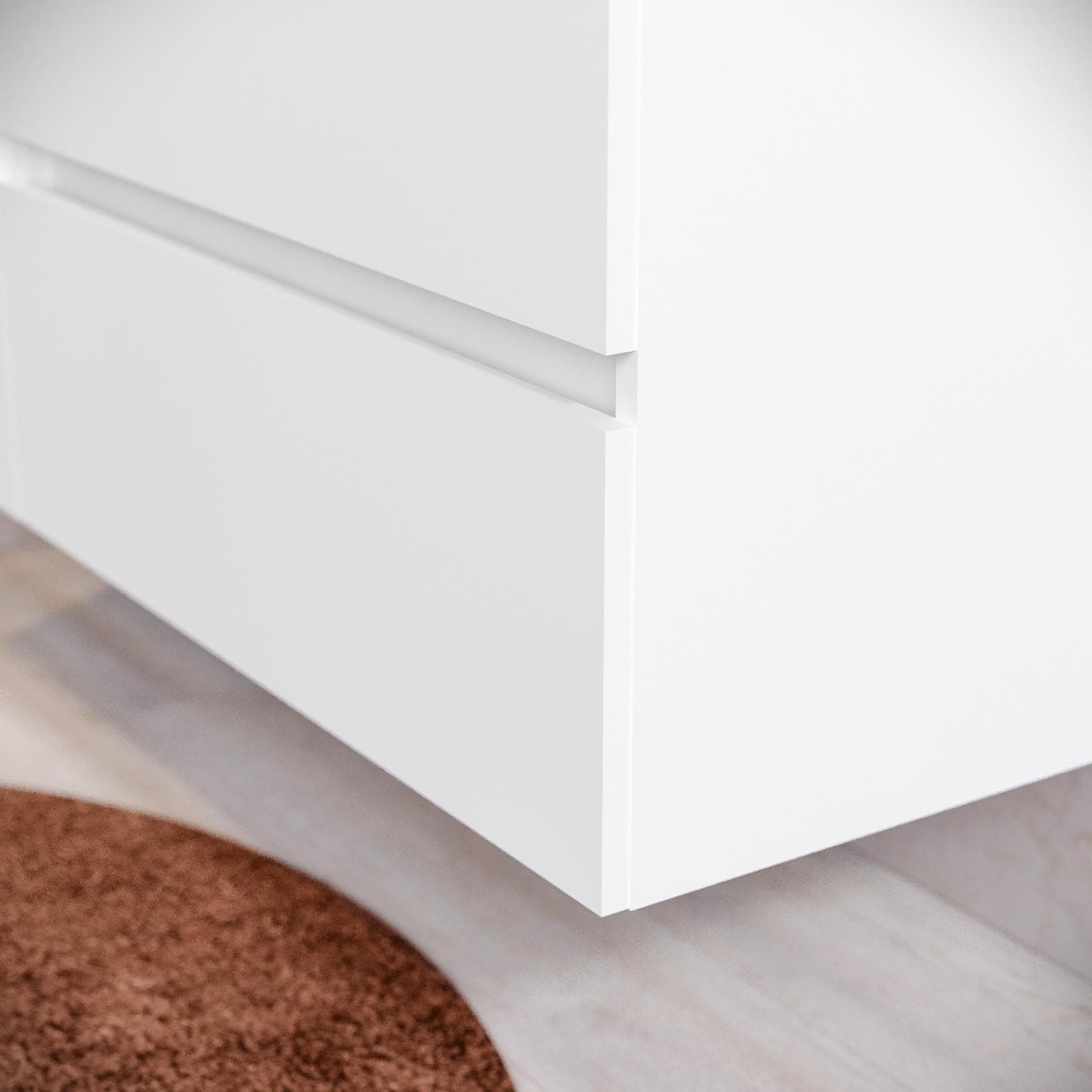Mobile bagno sospeso 110 cm white satinato con vano reversibile e top rovere gold con specchio - Anami