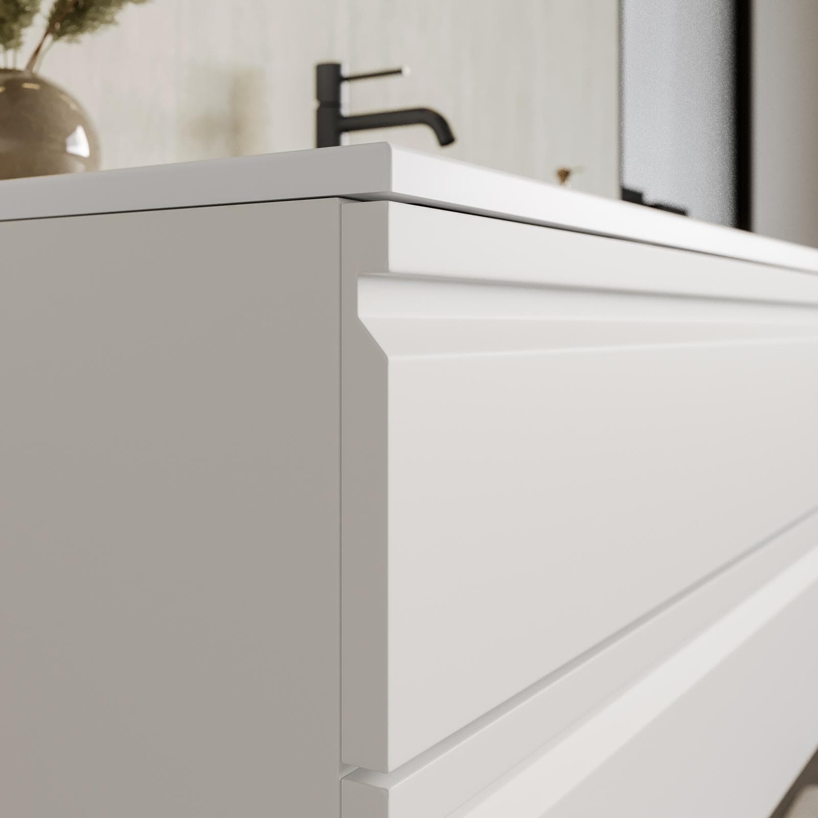 Mobile bagno sospeso 120x50 cm 2 cassetti bianco opaco con lavabo e specchio - Edgard