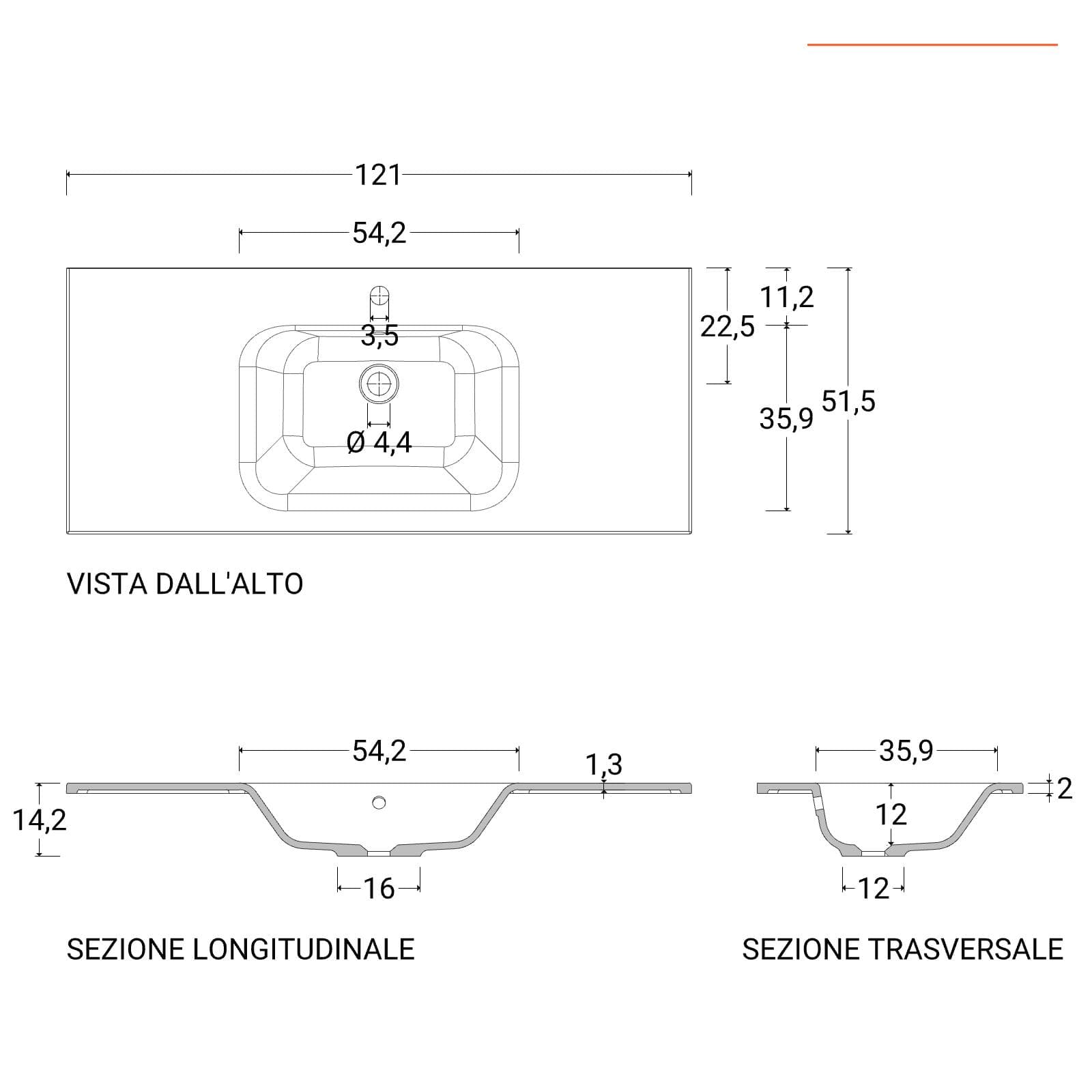 Mobile bagno sospeso 120x50 cm 2 cassetti bianco opaco con lavabo e specchio - Edgard