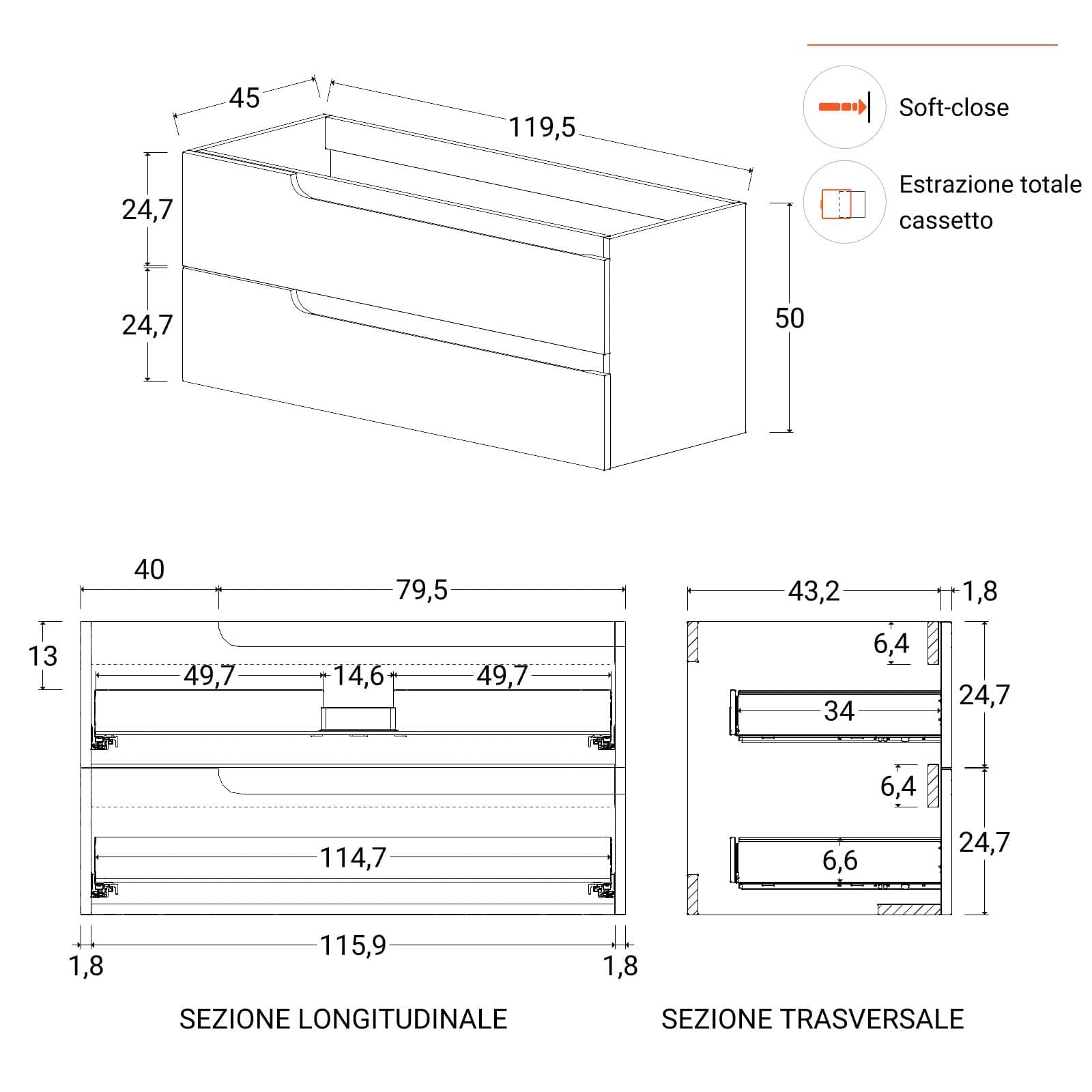 Mobile bagno sospeso 120 cm bianco opaco con lavabo e specchio - Agave Plus