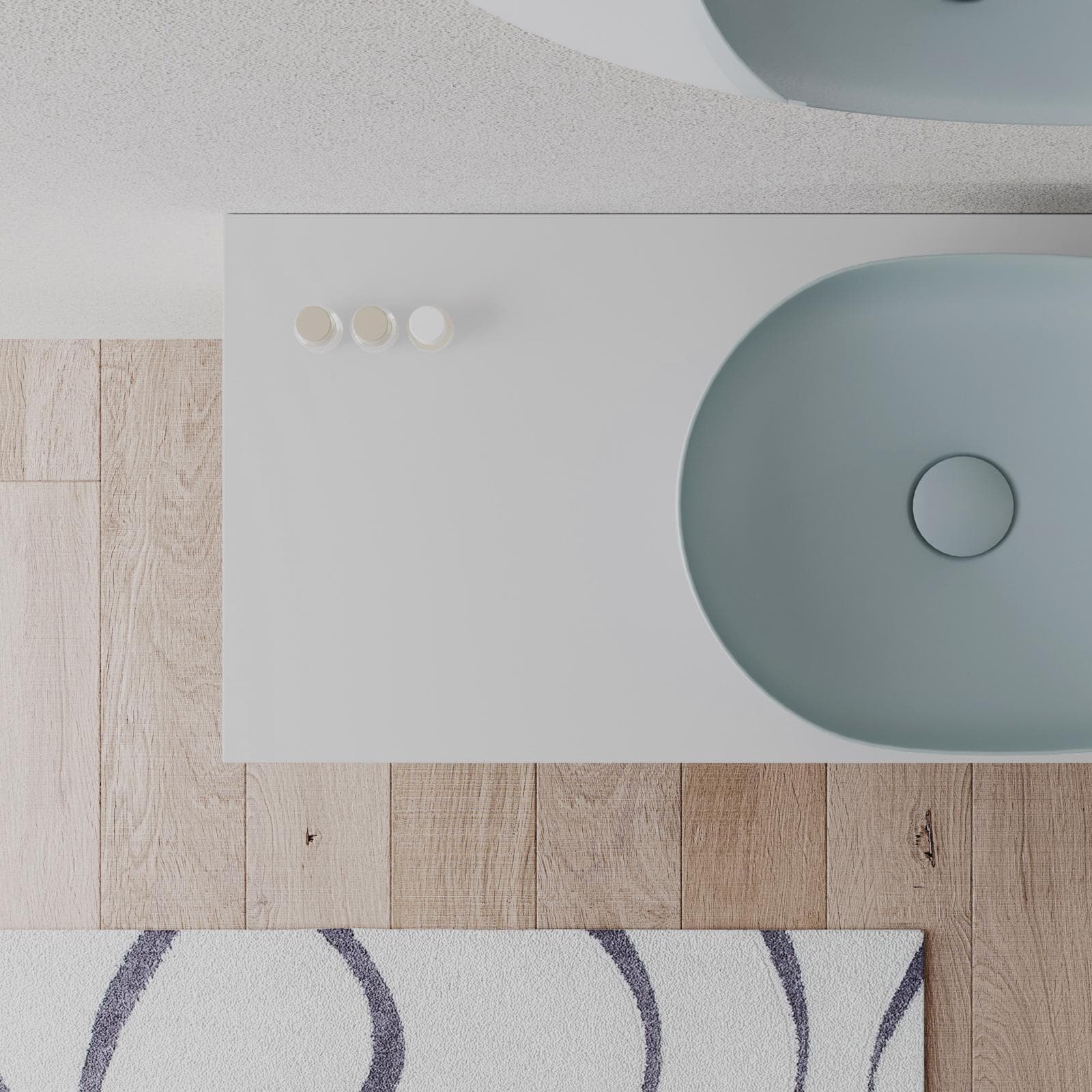 Mobile bagno sospeso 120 cm bianco opaco con top e specchio - Sleek