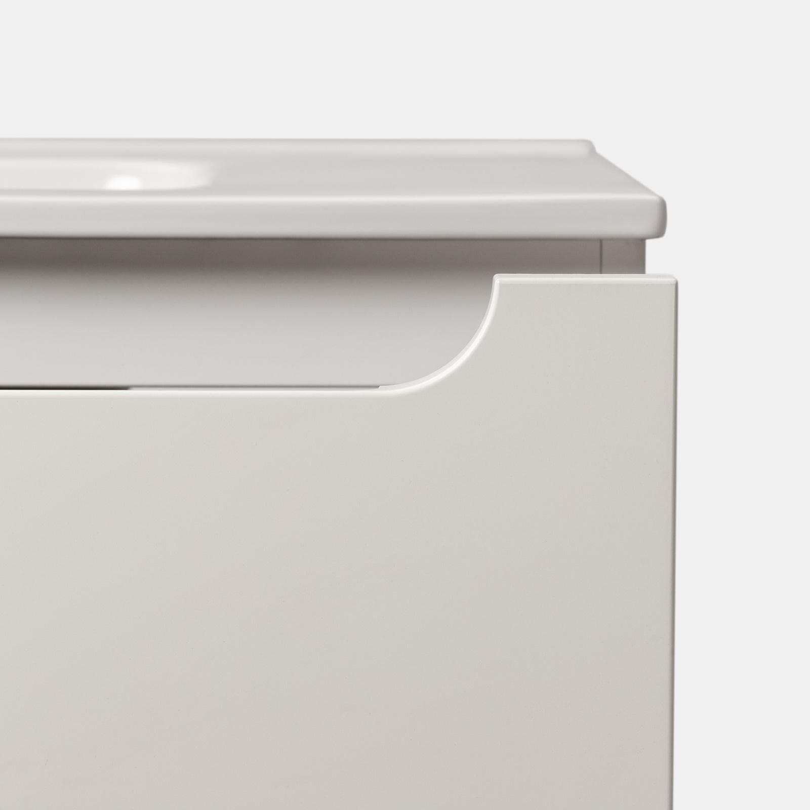 Mobile bagno sospeso 120 cm bianco opaco sx con lavabo integrato e specchio - Sleek