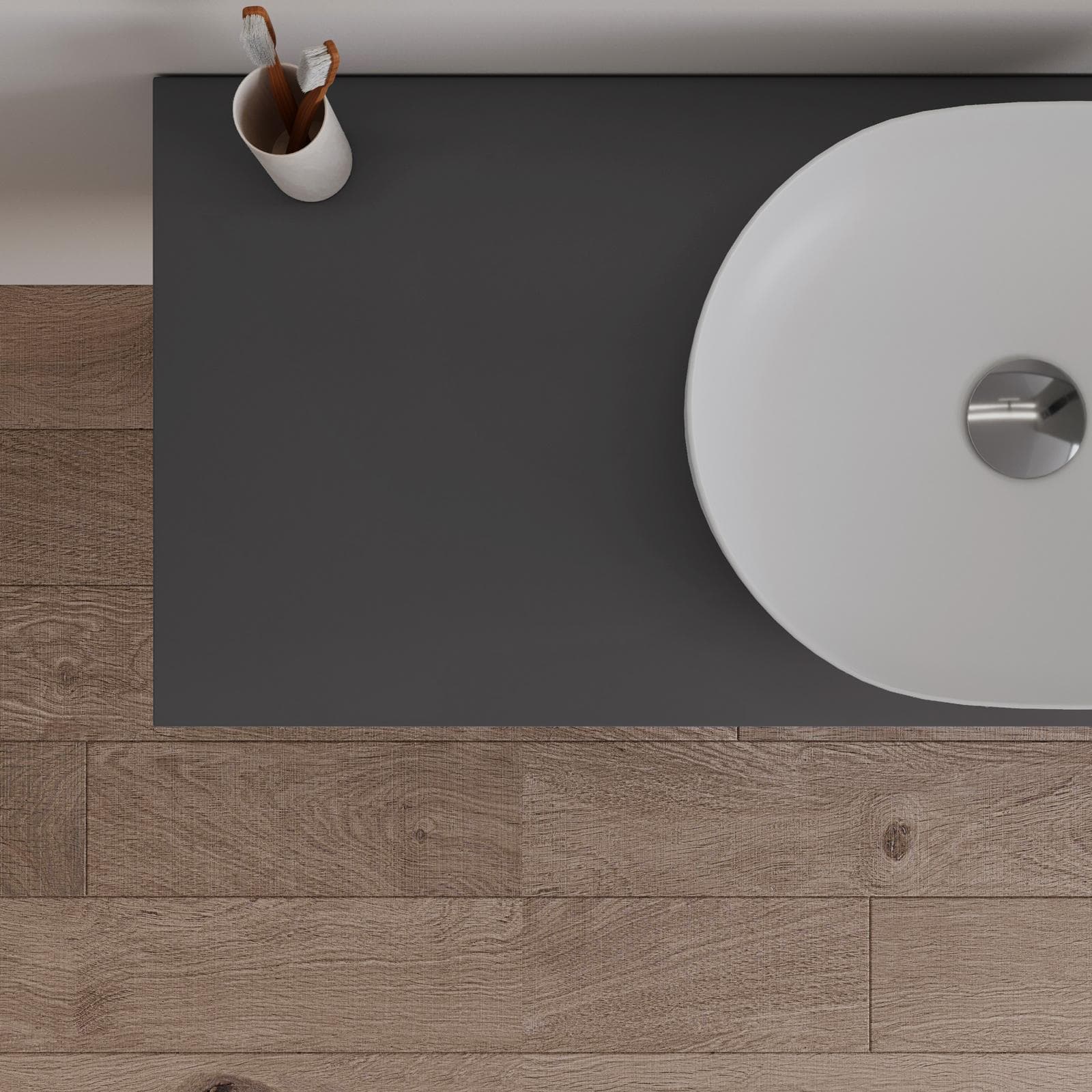 Mobile bagno sospeso 120 cm con top antracite e specchio - Agave