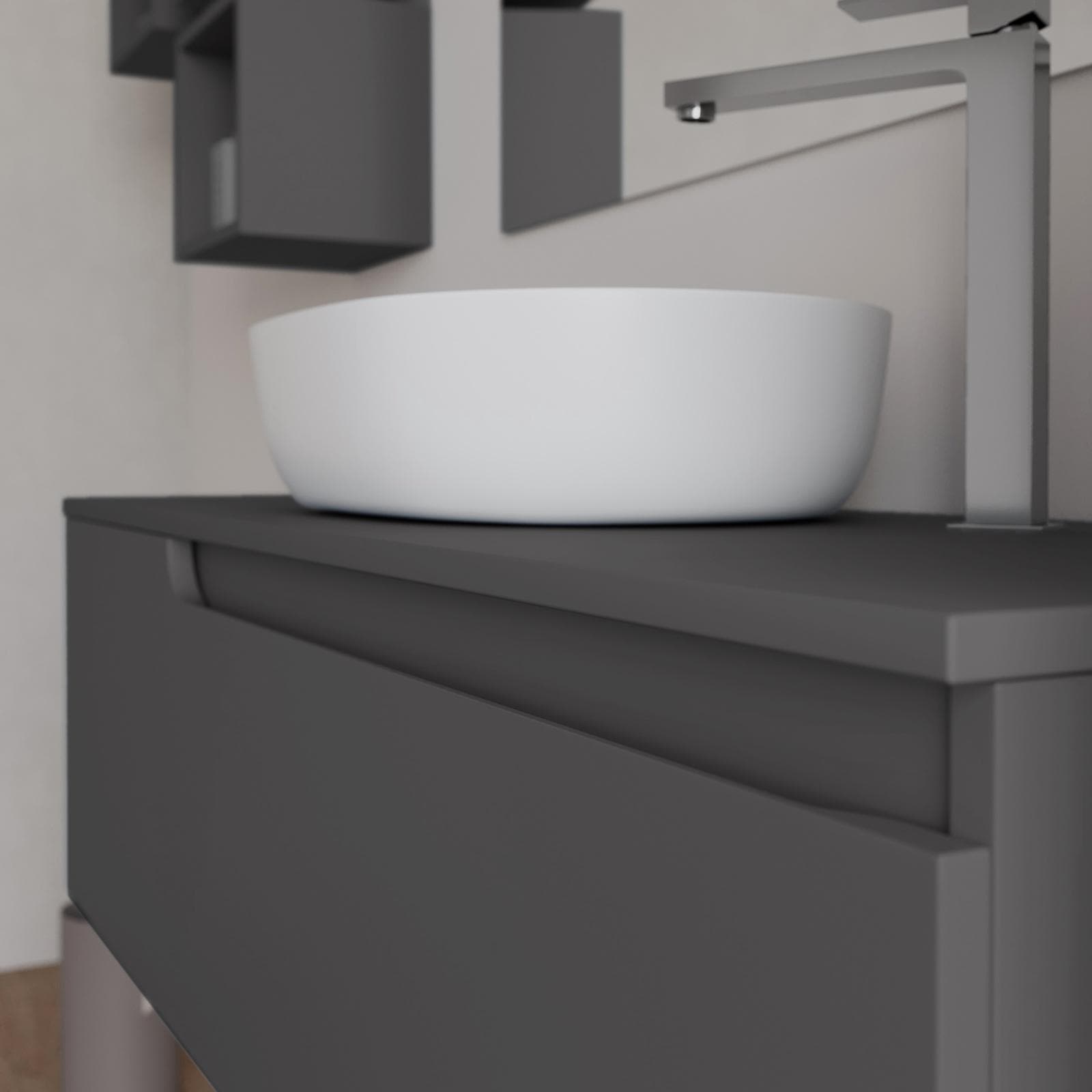 Mobile bagno sospeso 120 cm con top antracite e specchio - Agave
