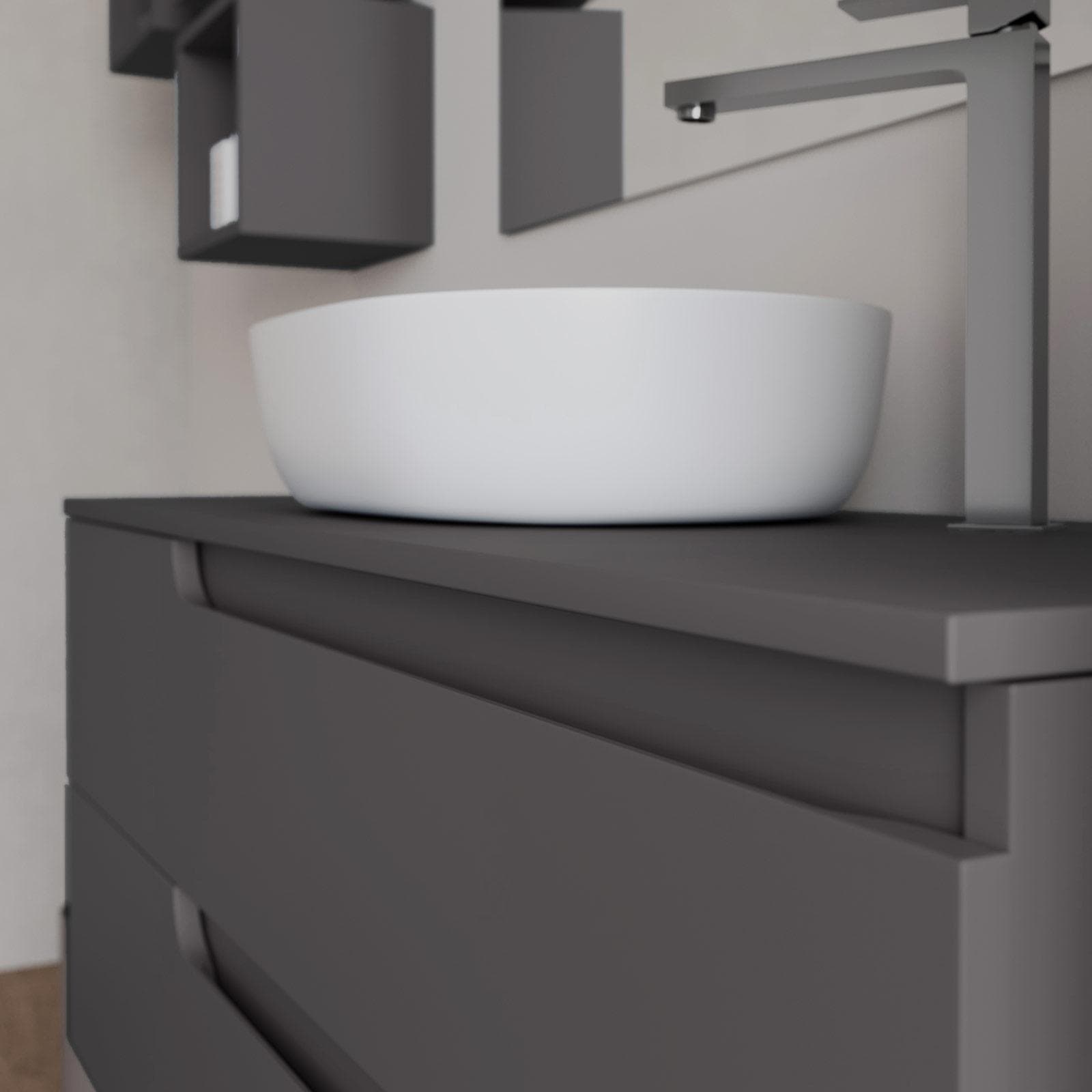 Mobile bagno sospeso 120 cm con top antracite e specchio - Agave Plus