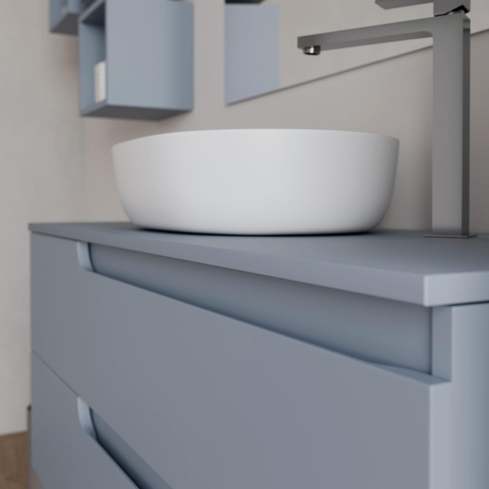 Mobile bagno sospeso 120 cm con top carta da zucchero e specchio - Agave Plus