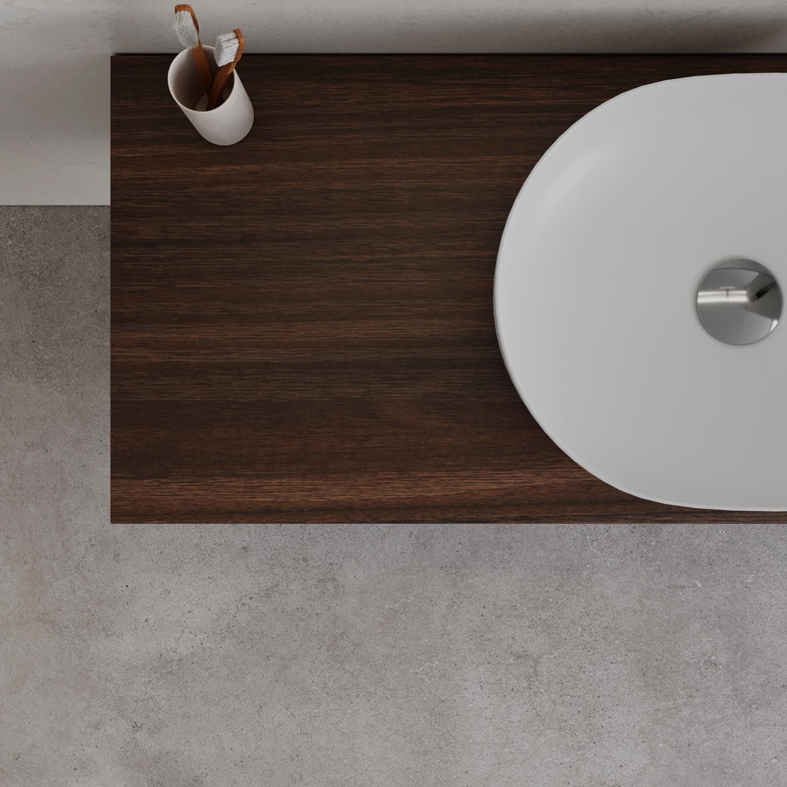 Mobile bagno sospeso 120 cm con top rovere deciso e specchio - Agave