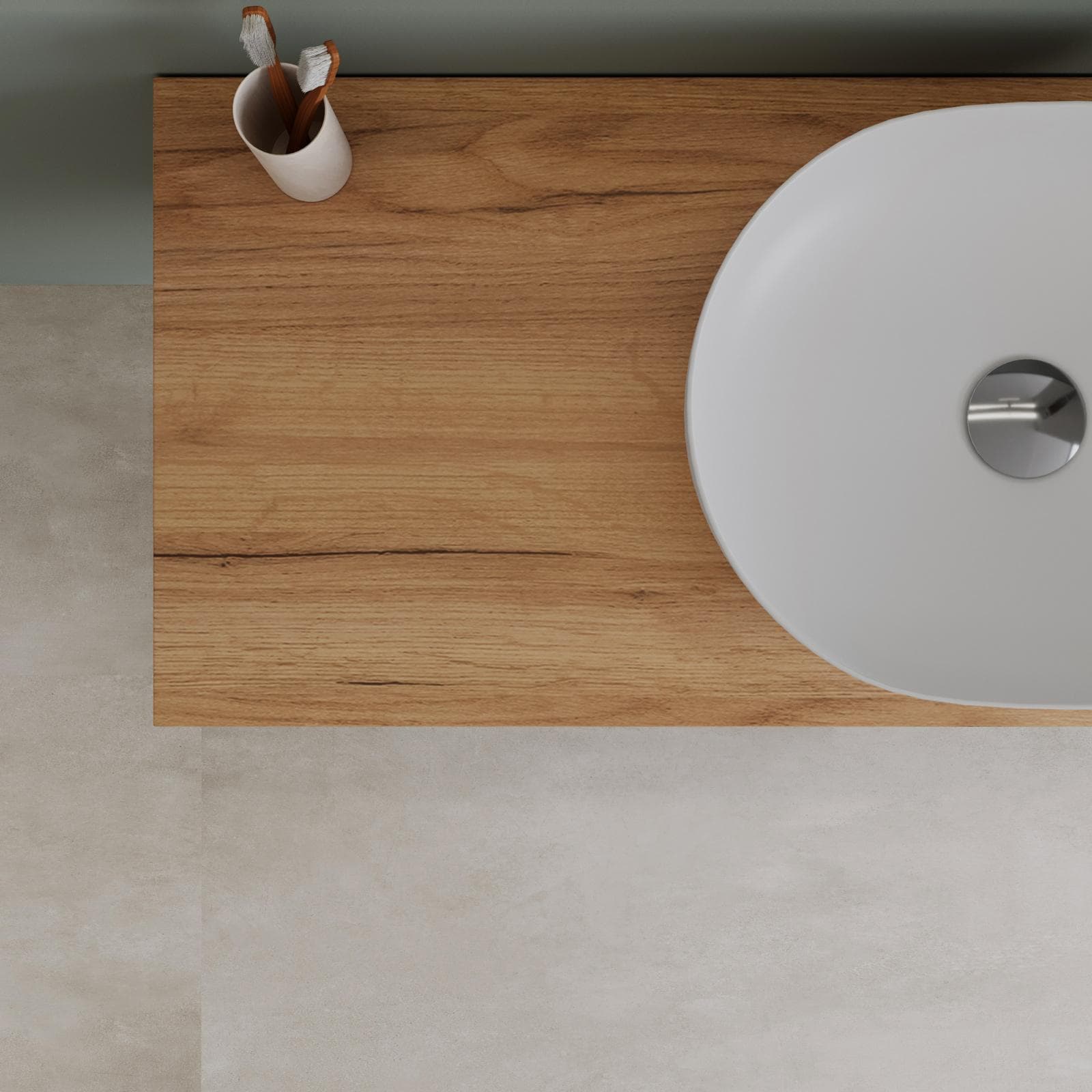 Mobile bagno sospeso 120 cm con top rovere gold e specchio - Agave