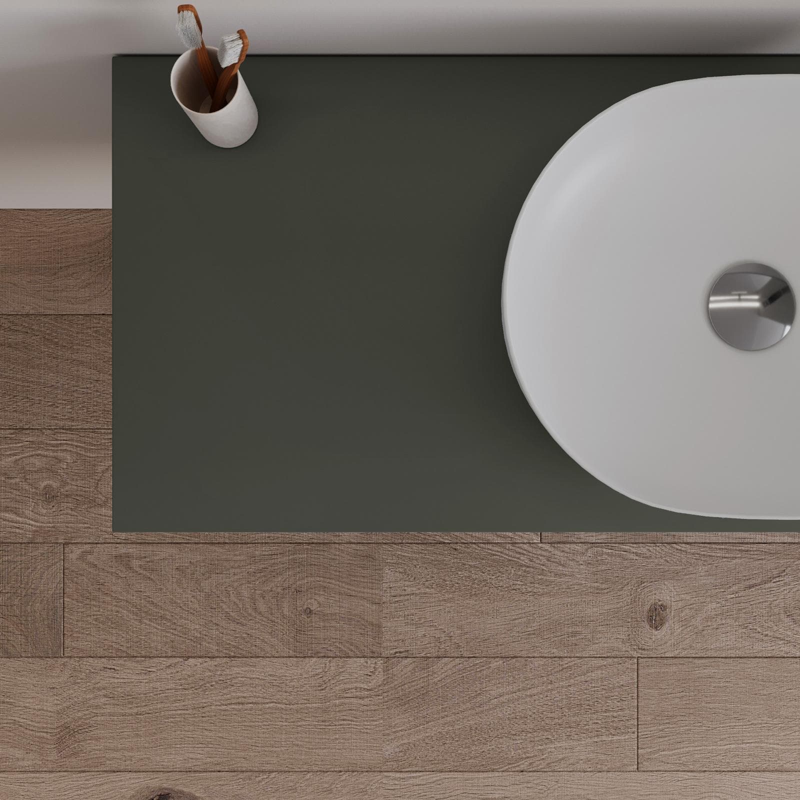 Mobile bagno sospeso 120 cm con top verde cemento e specchio - Agave