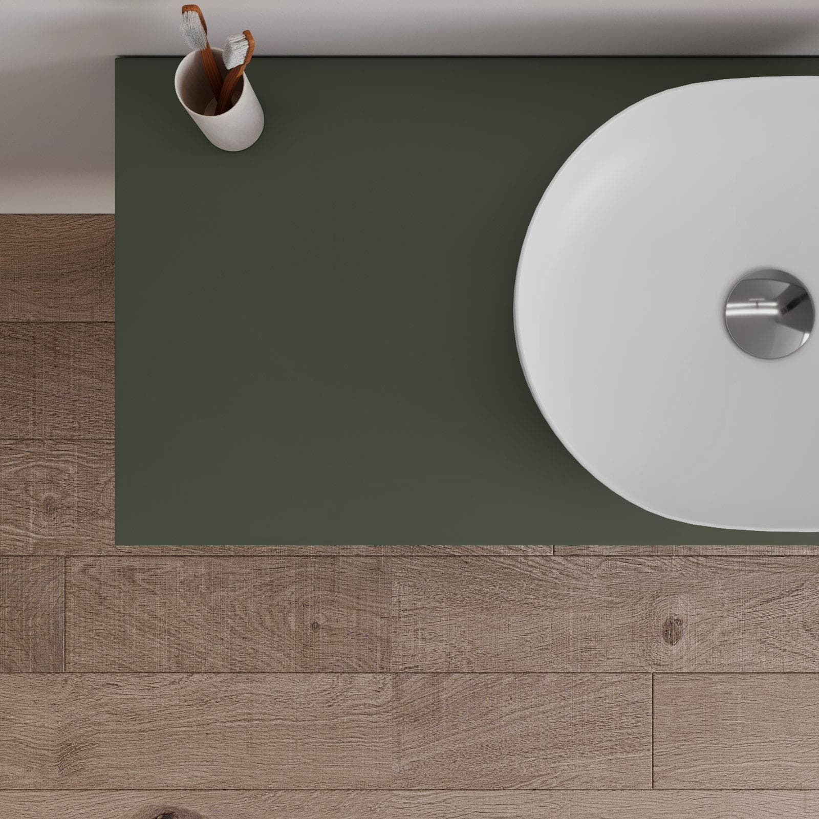 Mobile bagno sospeso 120 cm con top verde cemento e specchio - Agave Plus