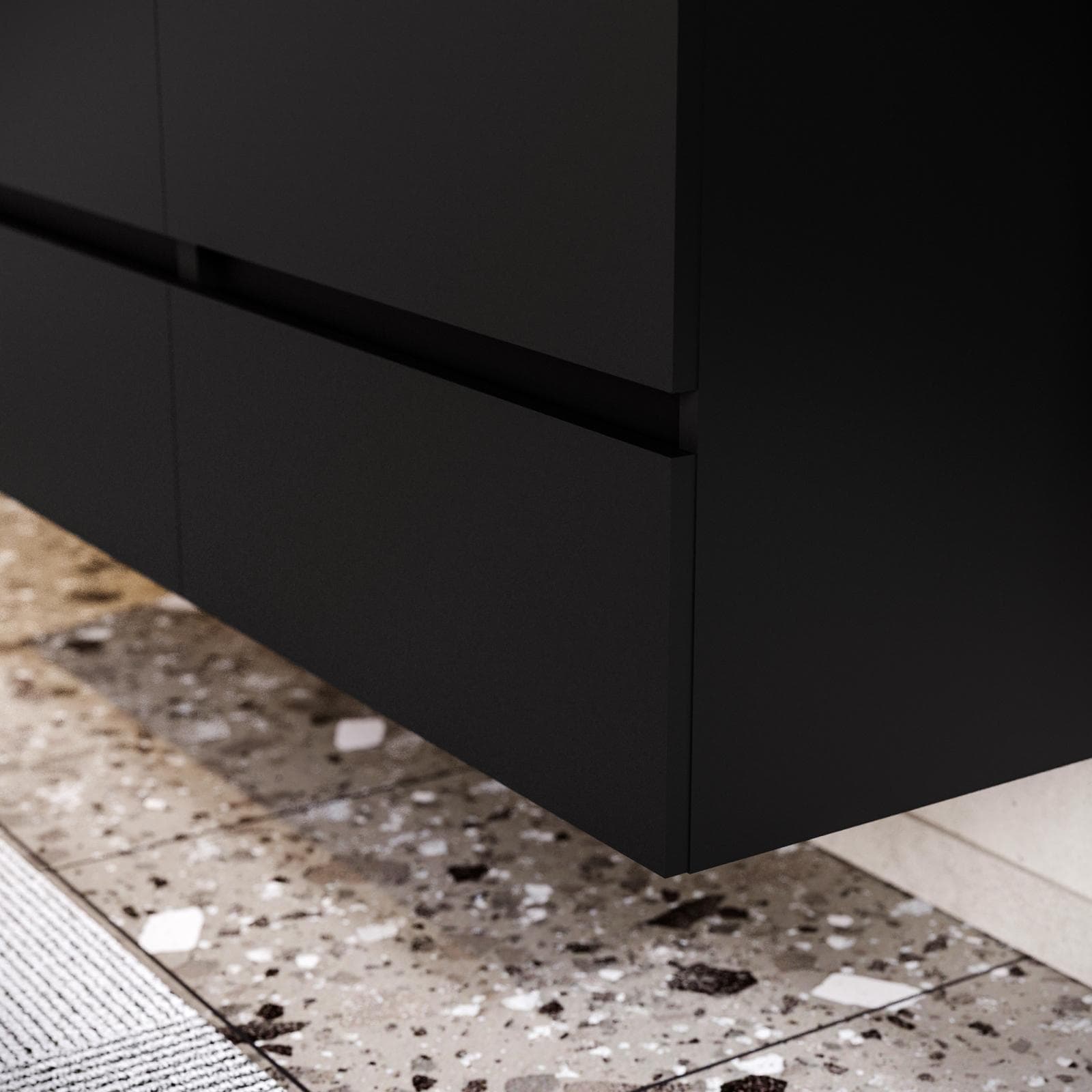 Mobile bagno sospeso 120 cm nero opaco con doppia vasca e specchio - Anami