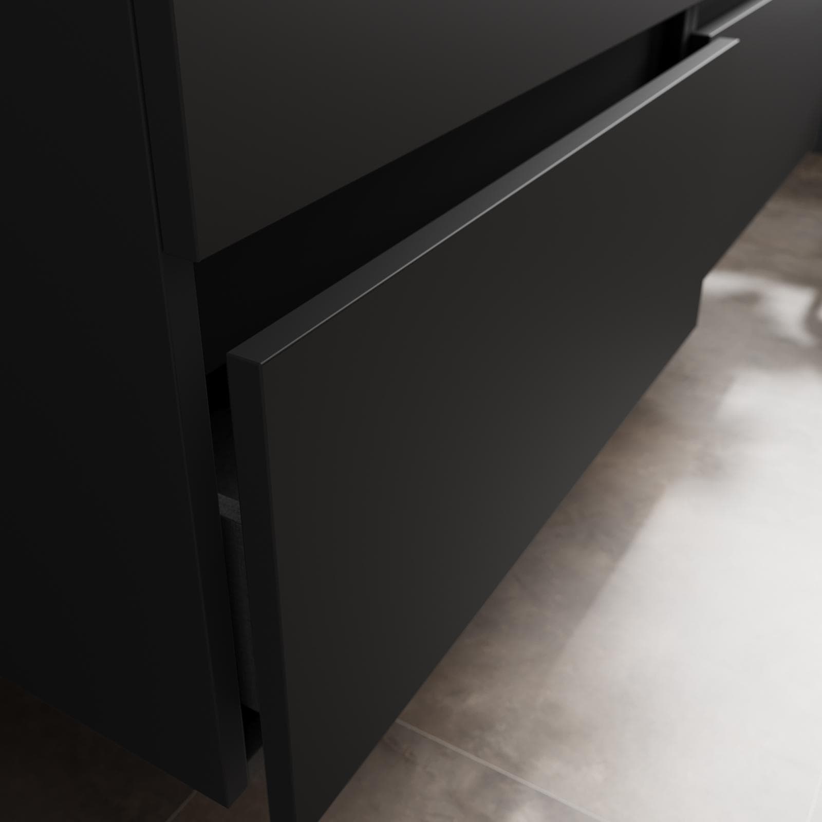 Mobile bagno sospeso 120 cm nero opaco con doppia vasca e specchio - Anami