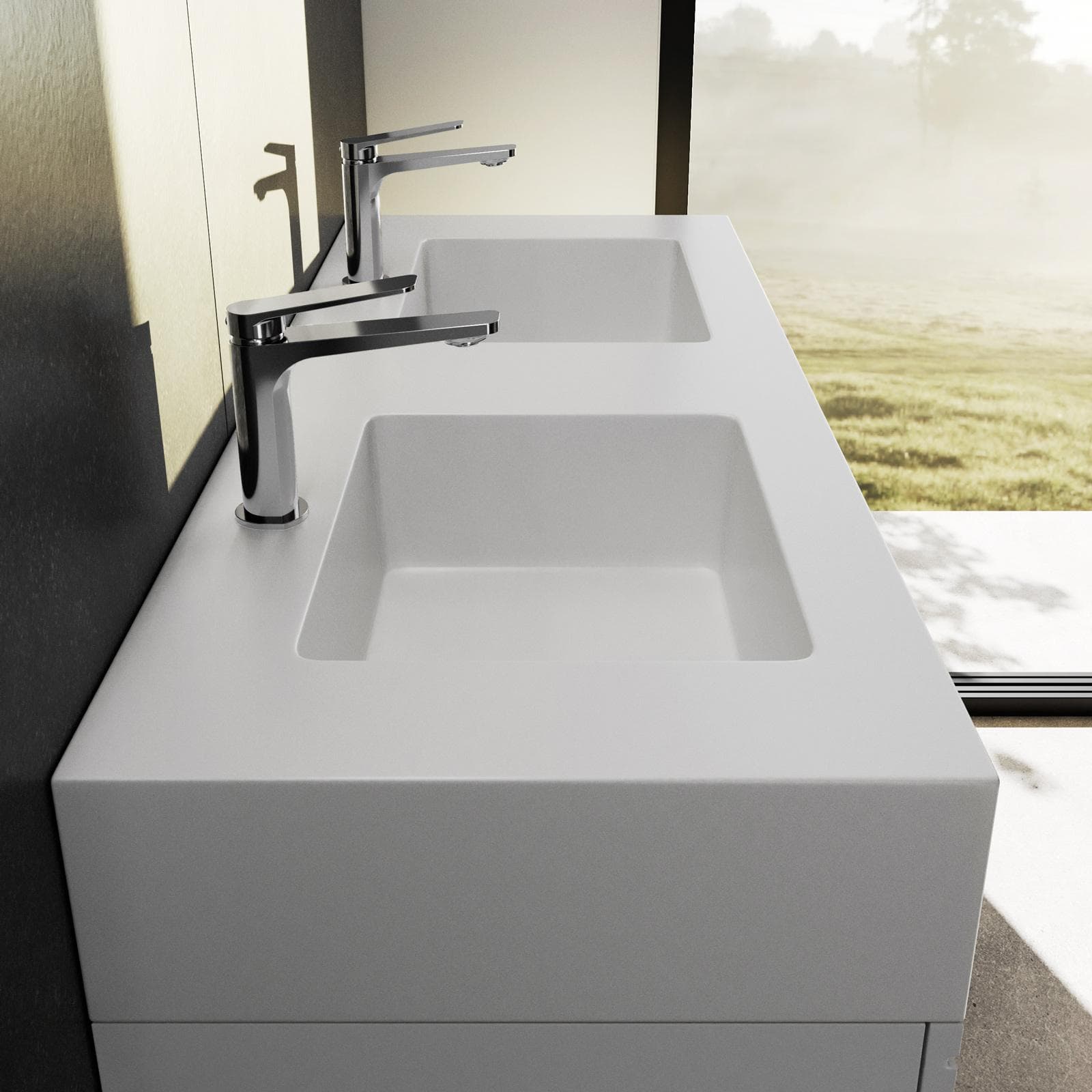 Mobile bagno sospeso 120 cm rovere africa con top lavabo bianco e specchio - Yamir
