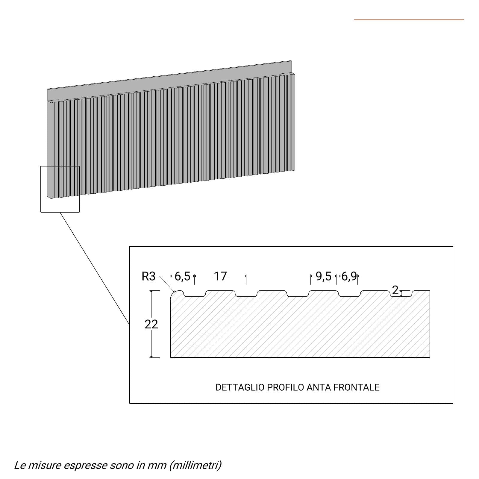 Mobile bagno sospeso 120 cm rovere acero cannettato con lavabo dx integrato e specchio - Gaia