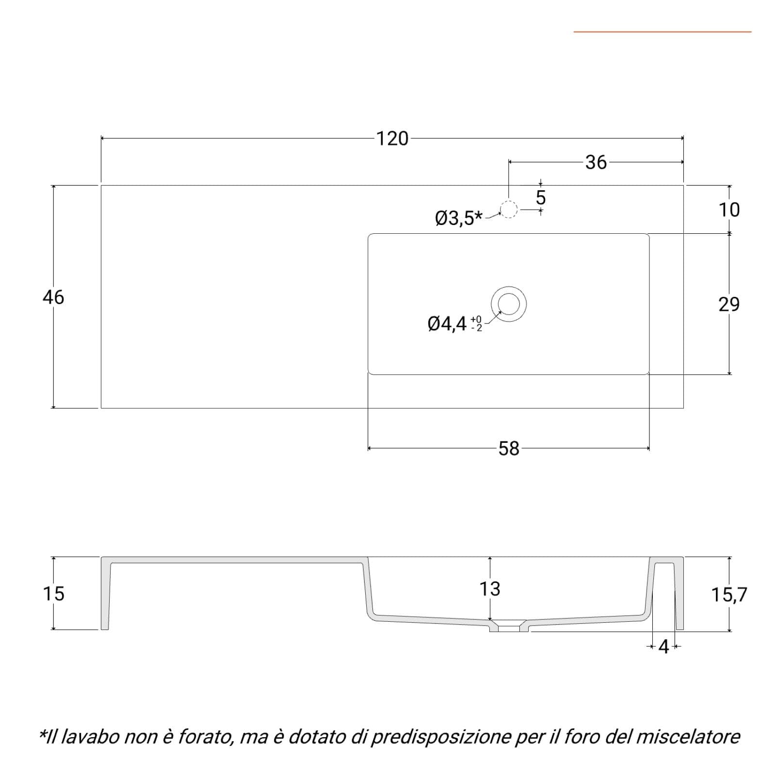 Mobile bagno sospeso 120 cm rovere acero cannettato con lavabo dx integrato e specchio - Gaia