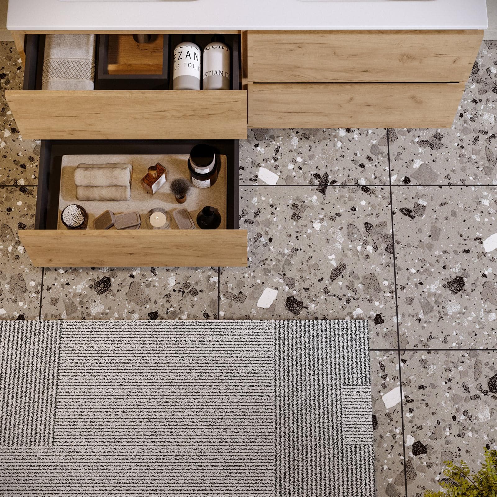Mobile bagno sospeso 120 cm rovere africa con doppia vasca e specchio - Anami