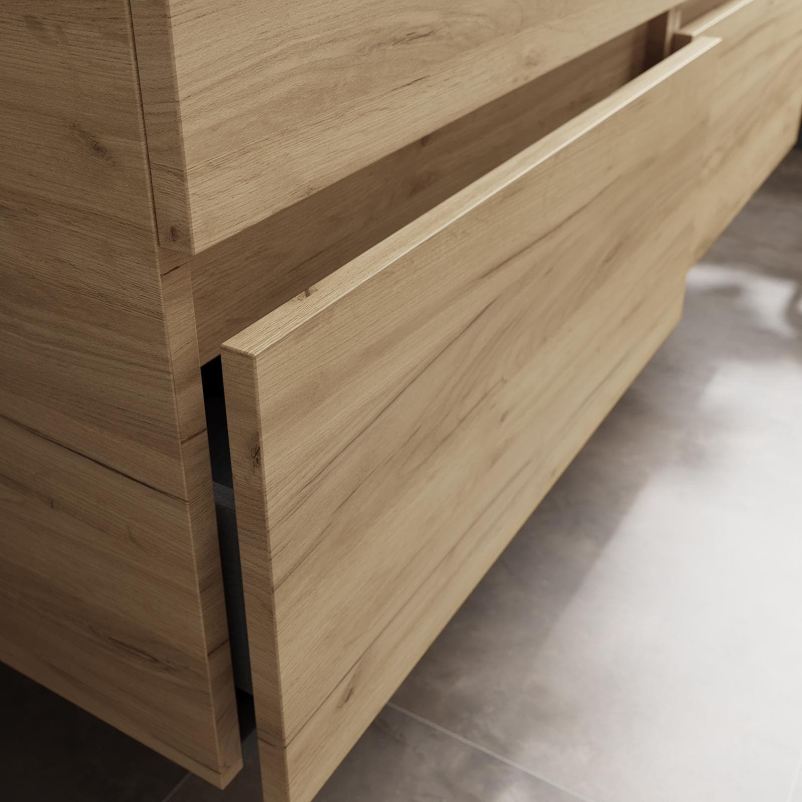 Mobile bagno sospeso 120 cm rovere africa con doppia vasca e specchio - Anami