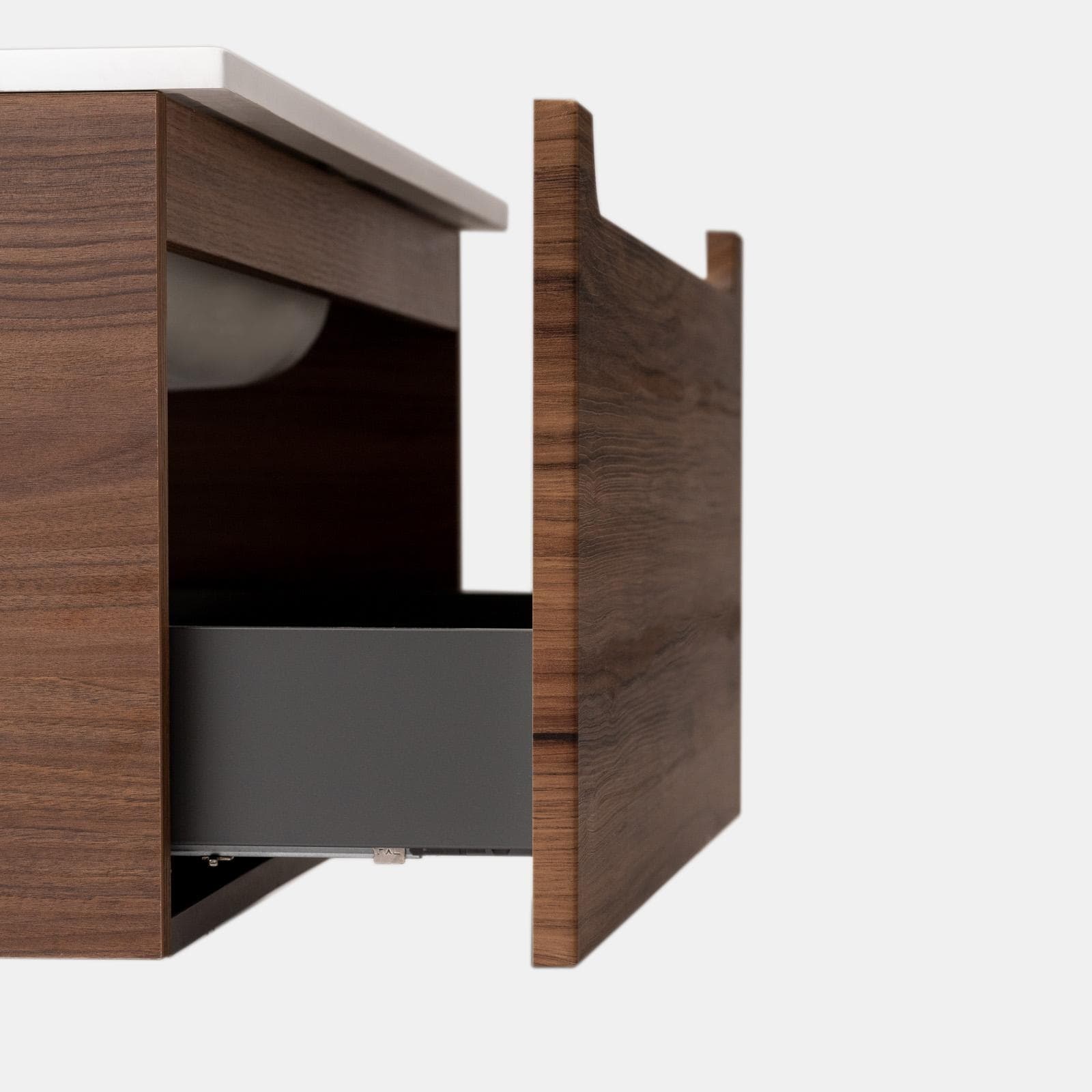Mobile bagno sospeso 120 cm rovere deciso con lavabo integrato e specchio - Sleek
