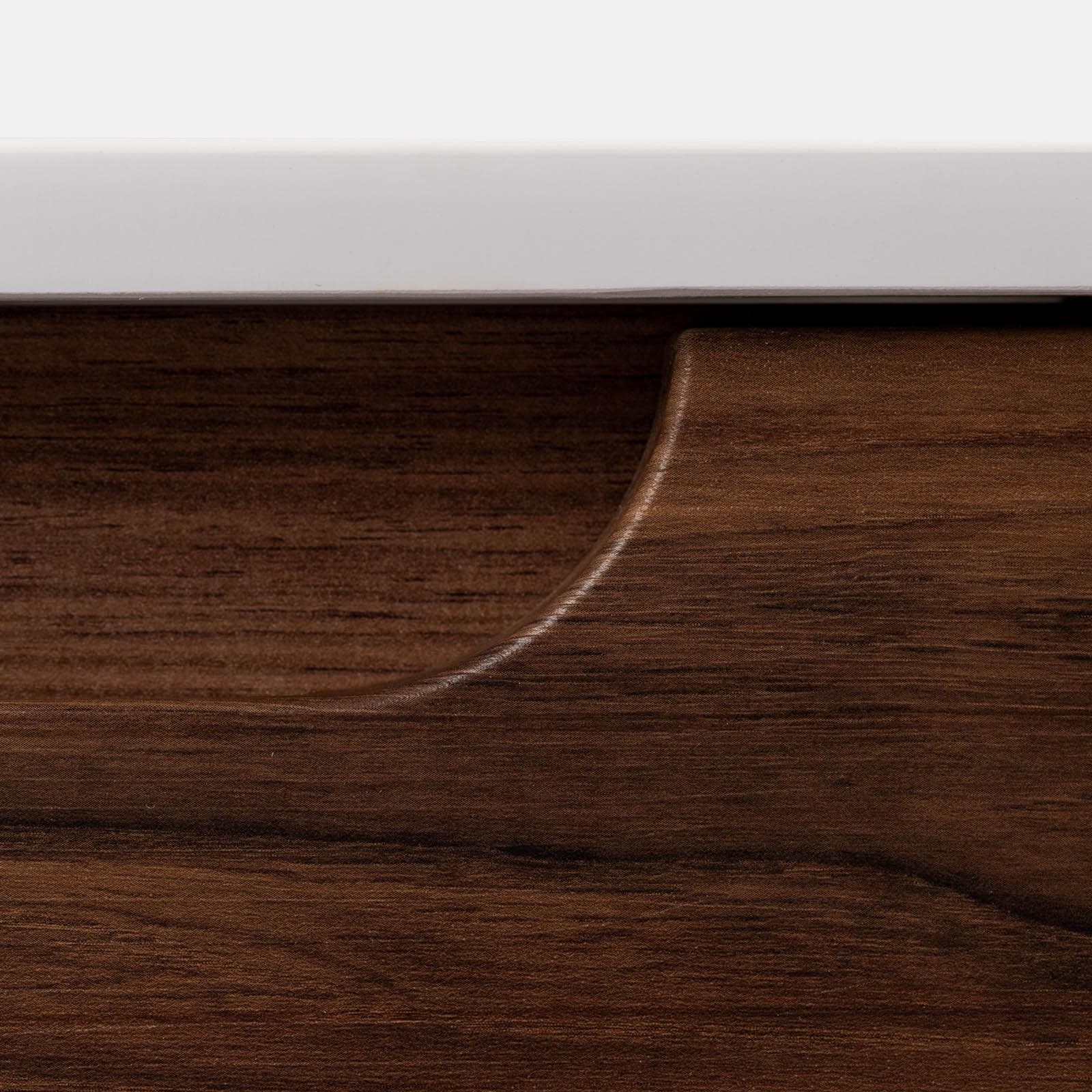 Mobile bagno sospeso 120 cm rovere deciso con lavabo integrato e specchio - Sleek
