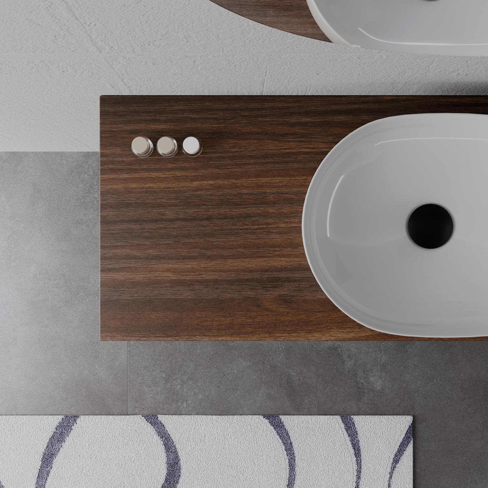 Mobile bagno sospeso 120 cm rovere deciso con top e specchio - Sleek