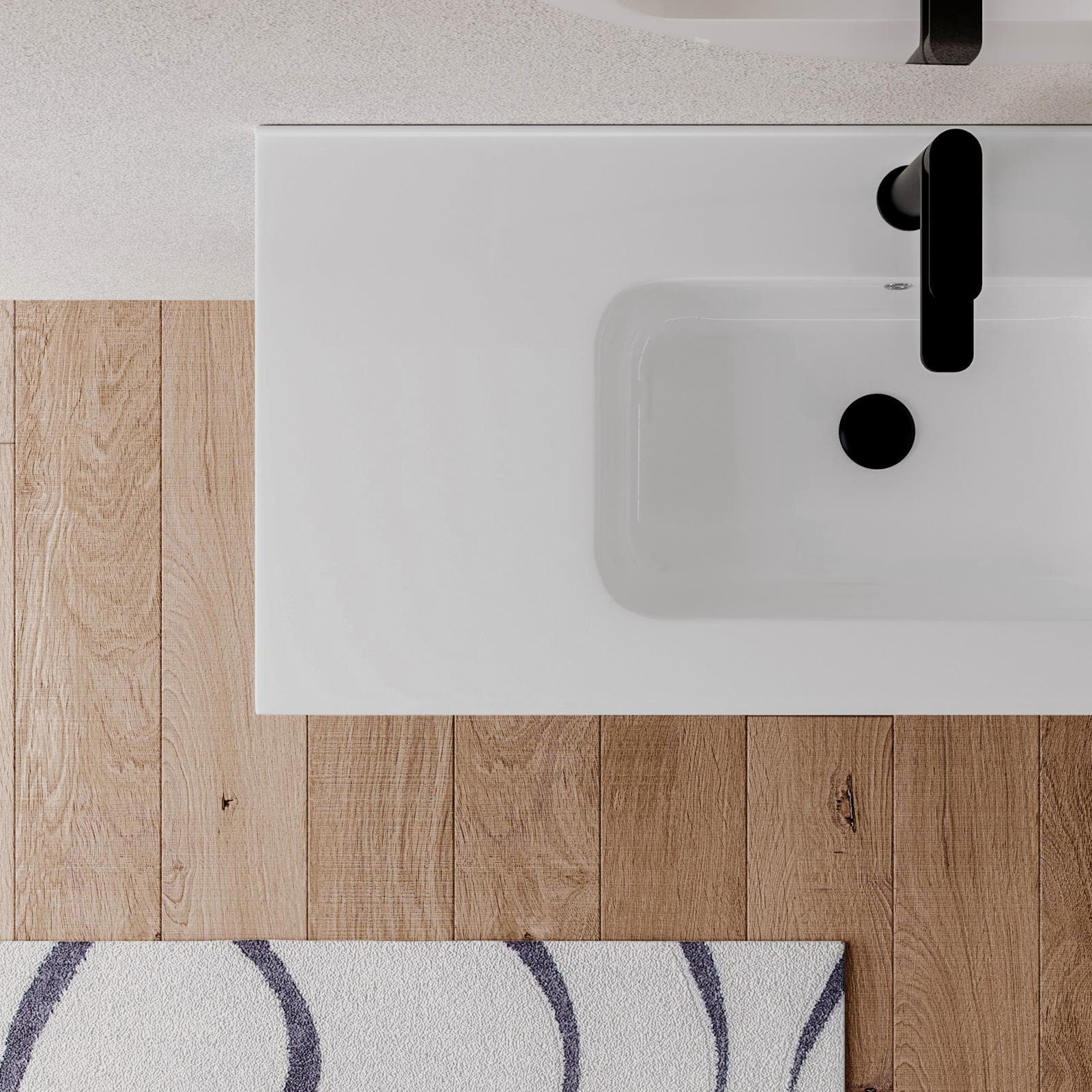 Mobile bagno sospeso 120 cm verde cemento con lavabo integrato e specchio - Sleek