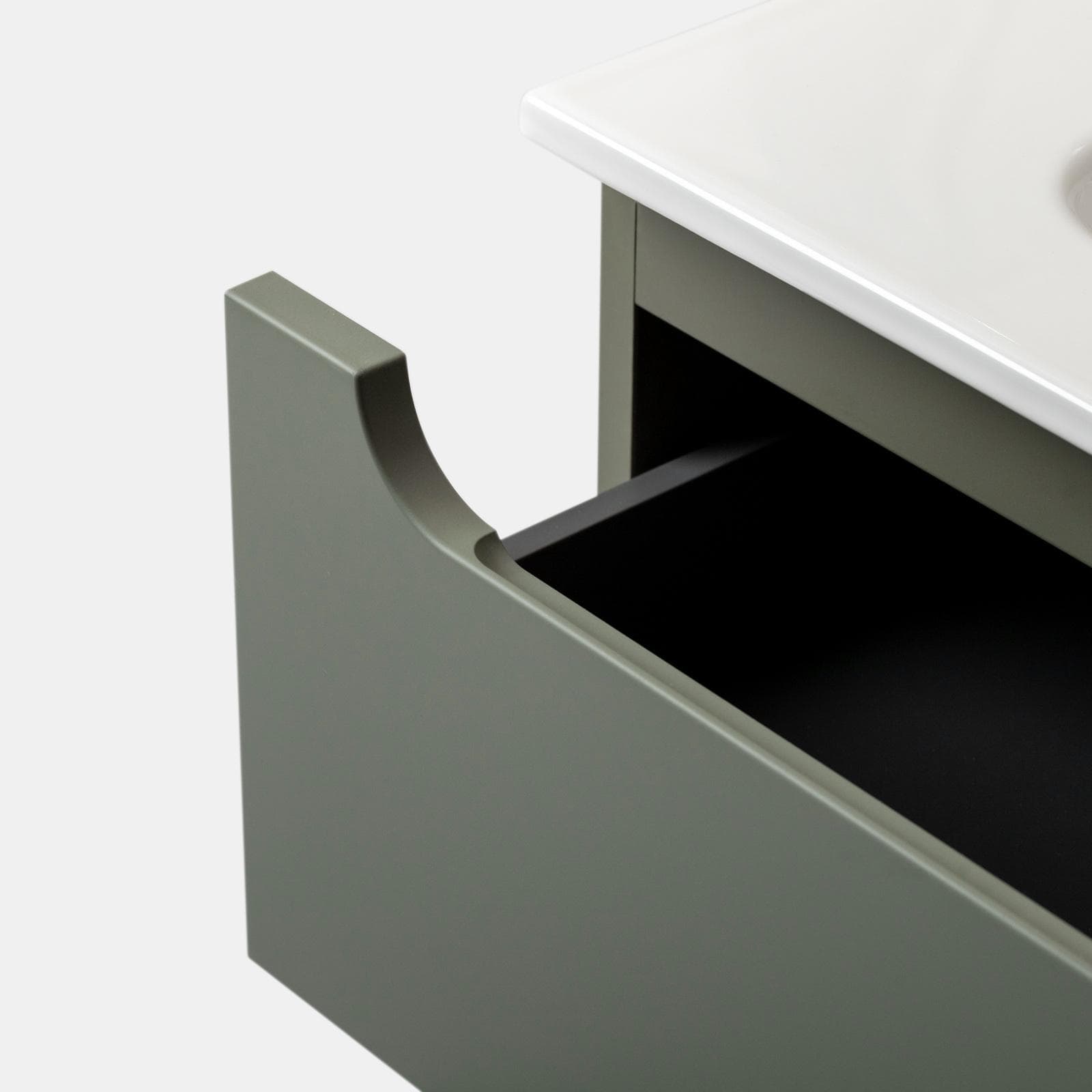 Mobile bagno sospeso 120 cm verde cemento con lavabo integrato e specchio - Sleek