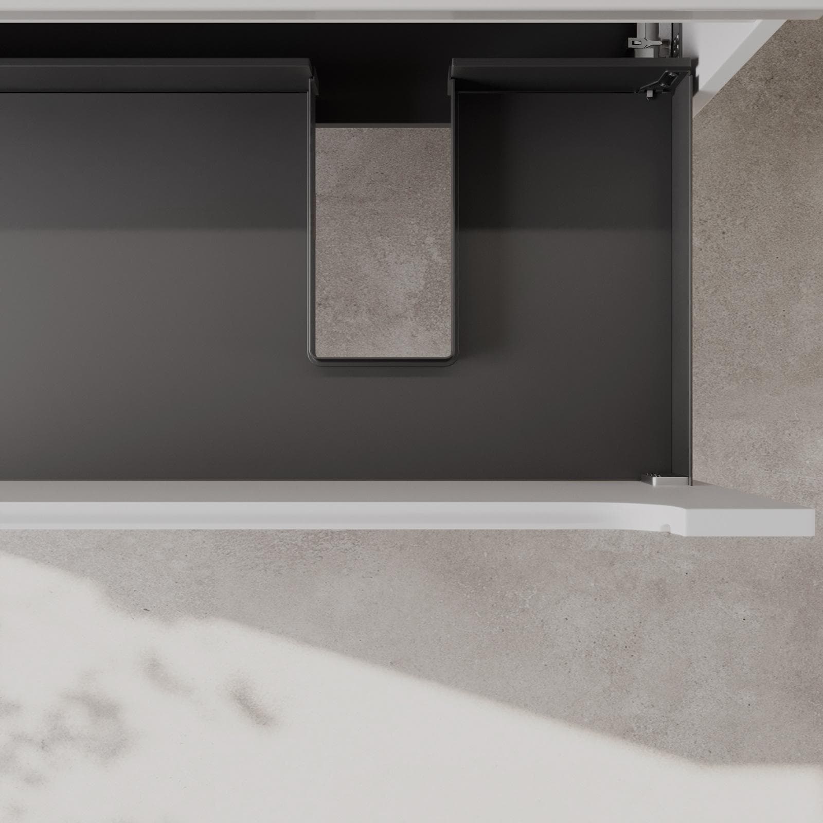 Mobile bagno sospeso 120 cm bianco opaco cannettato con lavabo dx e specchio - Deck